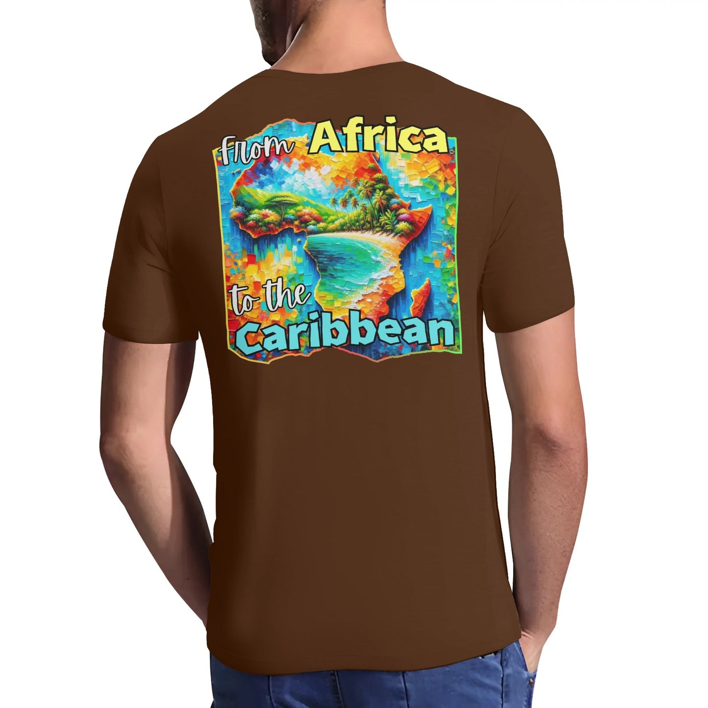 Mens Short Sleeve Soft Feel V-Neck "From Africa to the Caribbean"