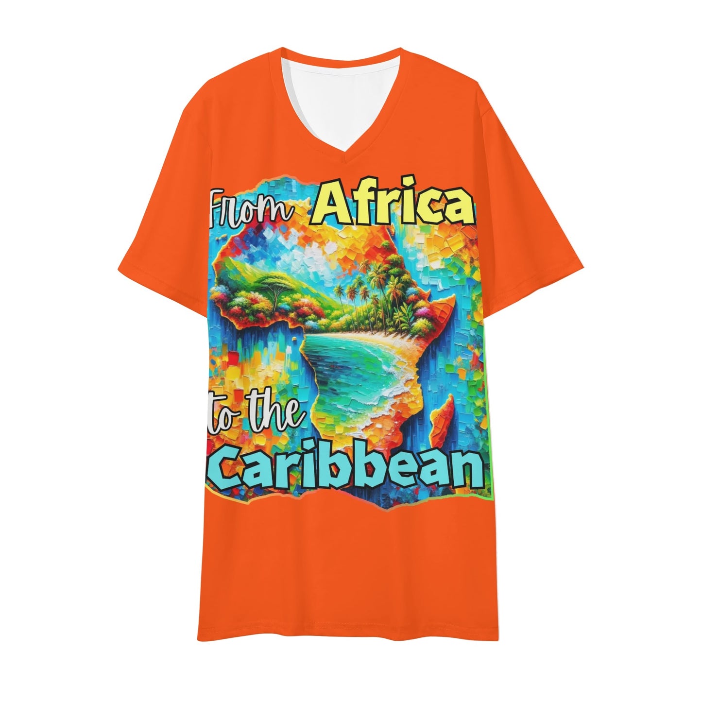 Mens Short Sleeve Soft Feel V-Neck "From Africa to the Caribbean"