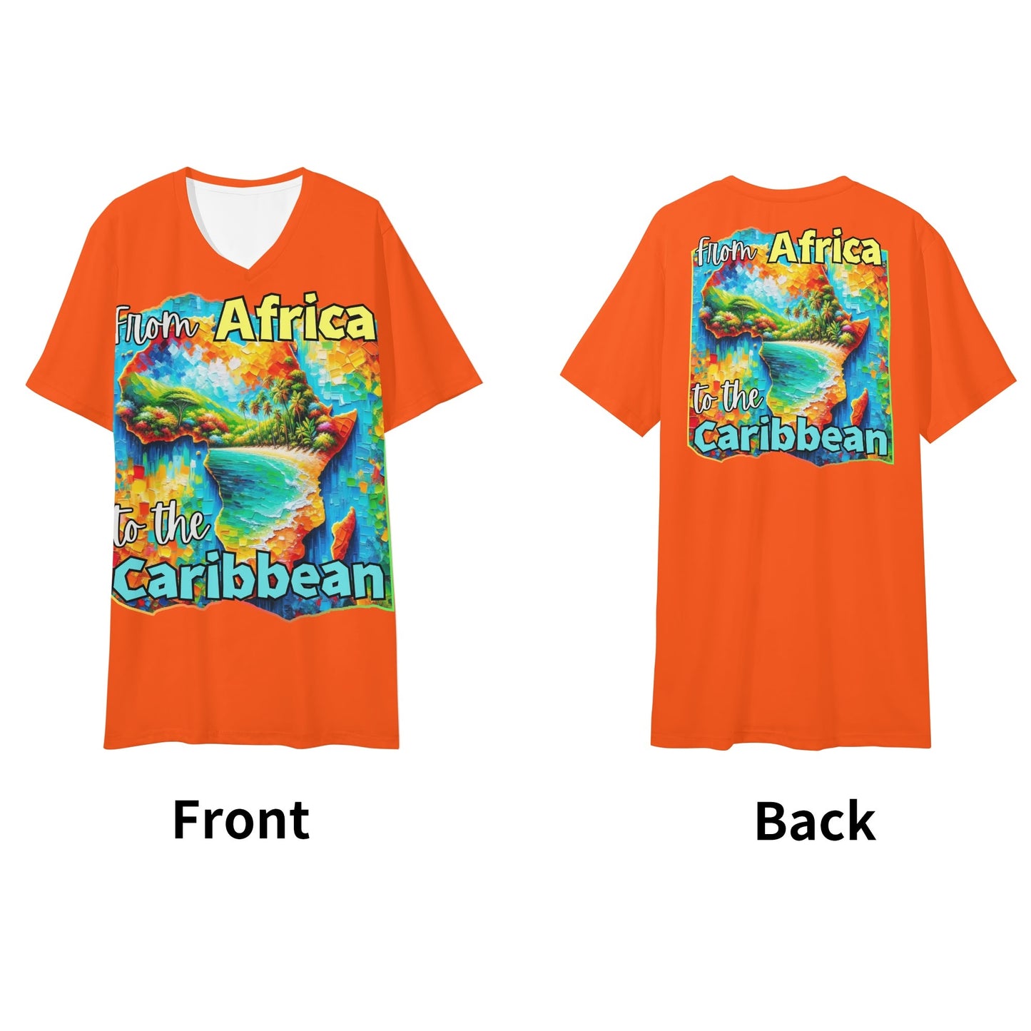 Mens Short Sleeve Soft Feel V-Neck "From Africa to the Caribbean"