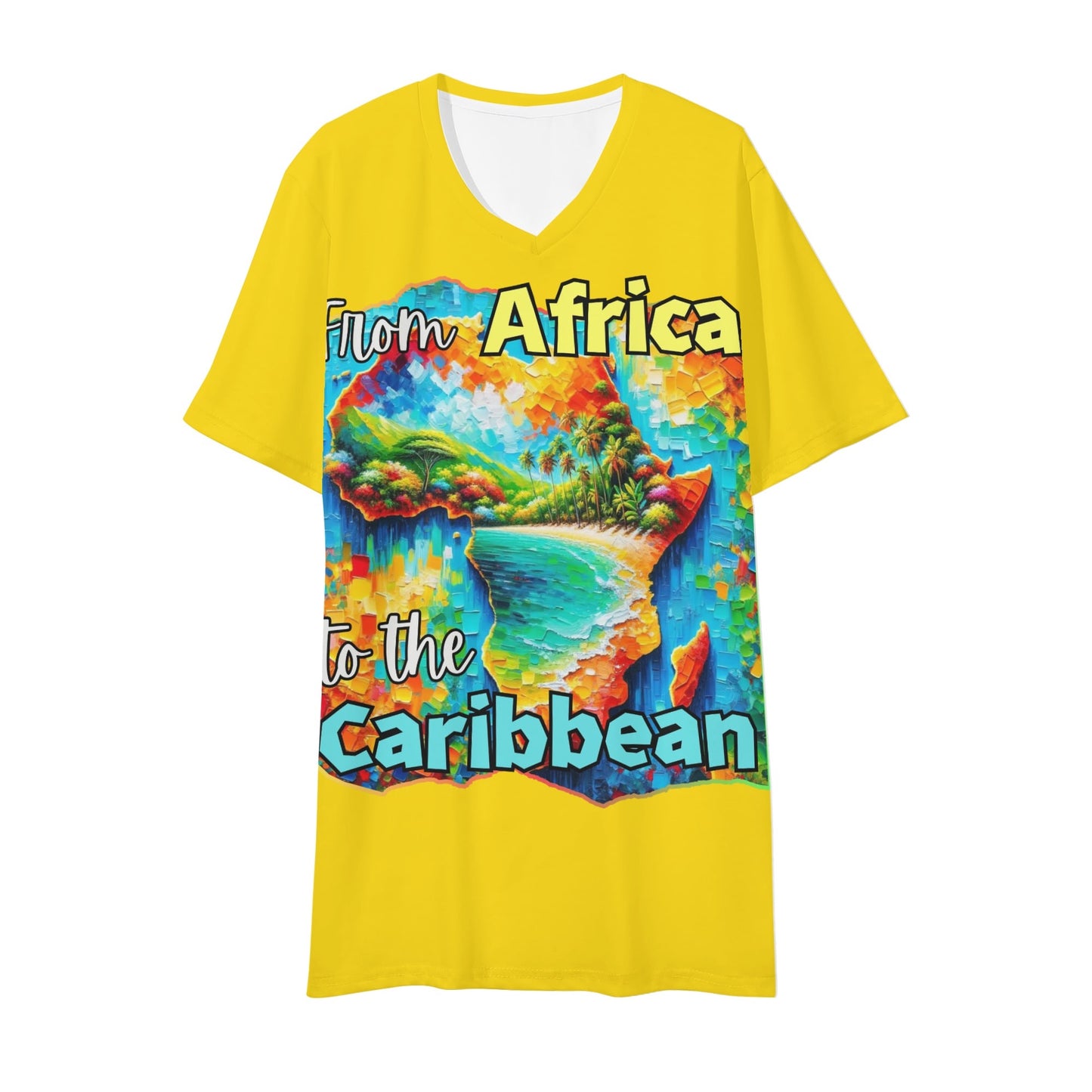 Mens Short Sleeve Soft Feel V-Neck "From Africa to the Caribbean"