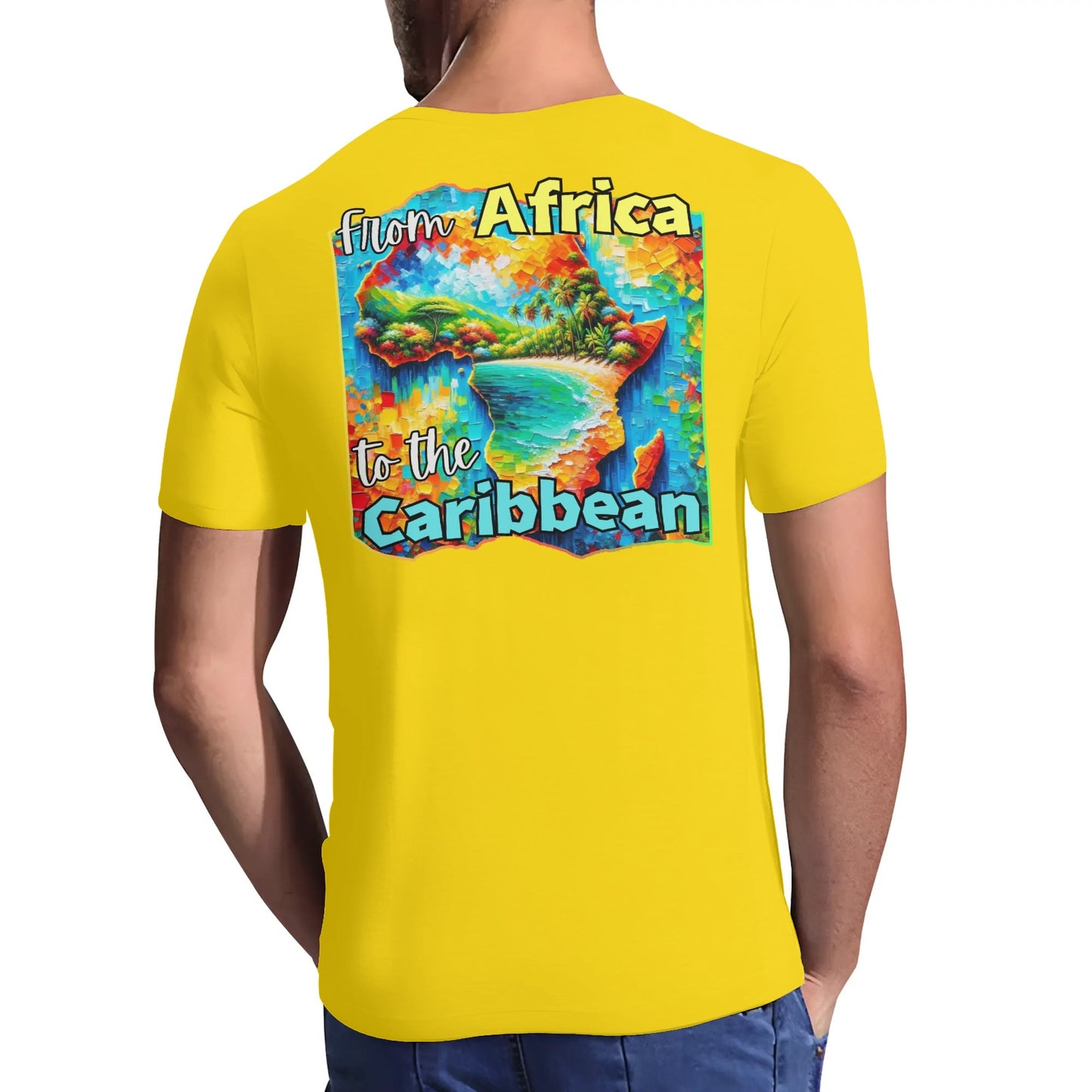 Mens Short Sleeve Soft Feel V-Neck "From Africa to the Caribbean"