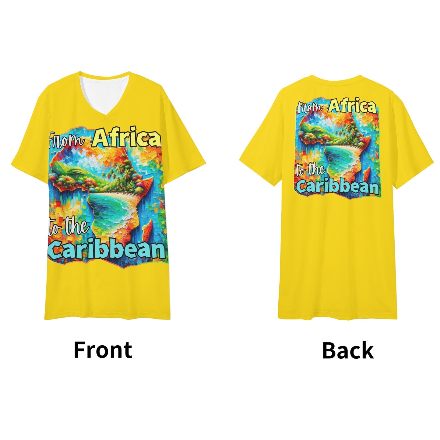 Mens Short Sleeve Soft Feel V-Neck "From Africa to the Caribbean"