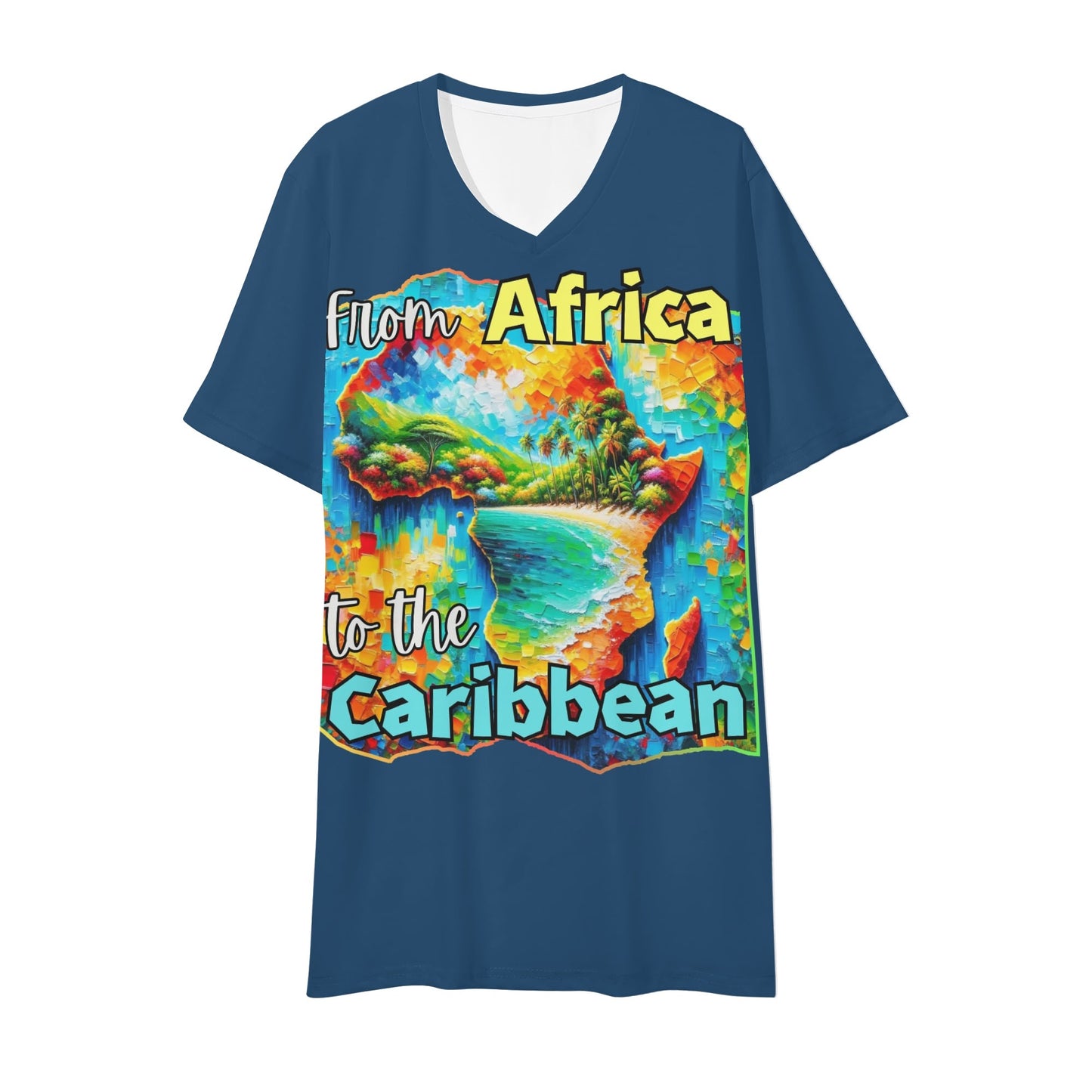 Mens Short Sleeve Soft Feel V-Neck "From Africa to the Caribbean"