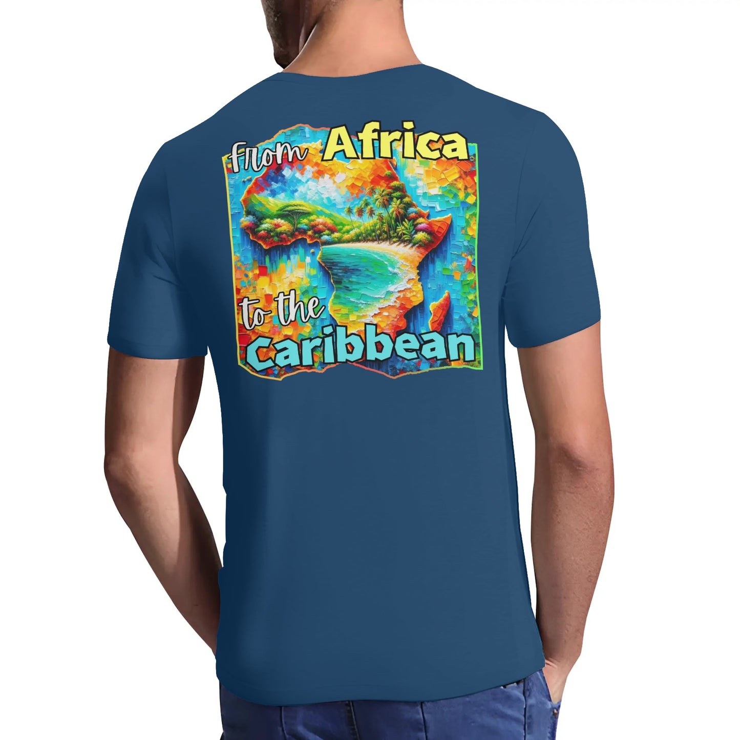 Mens Short Sleeve Soft Feel V-Neck "From Africa to the Caribbean"