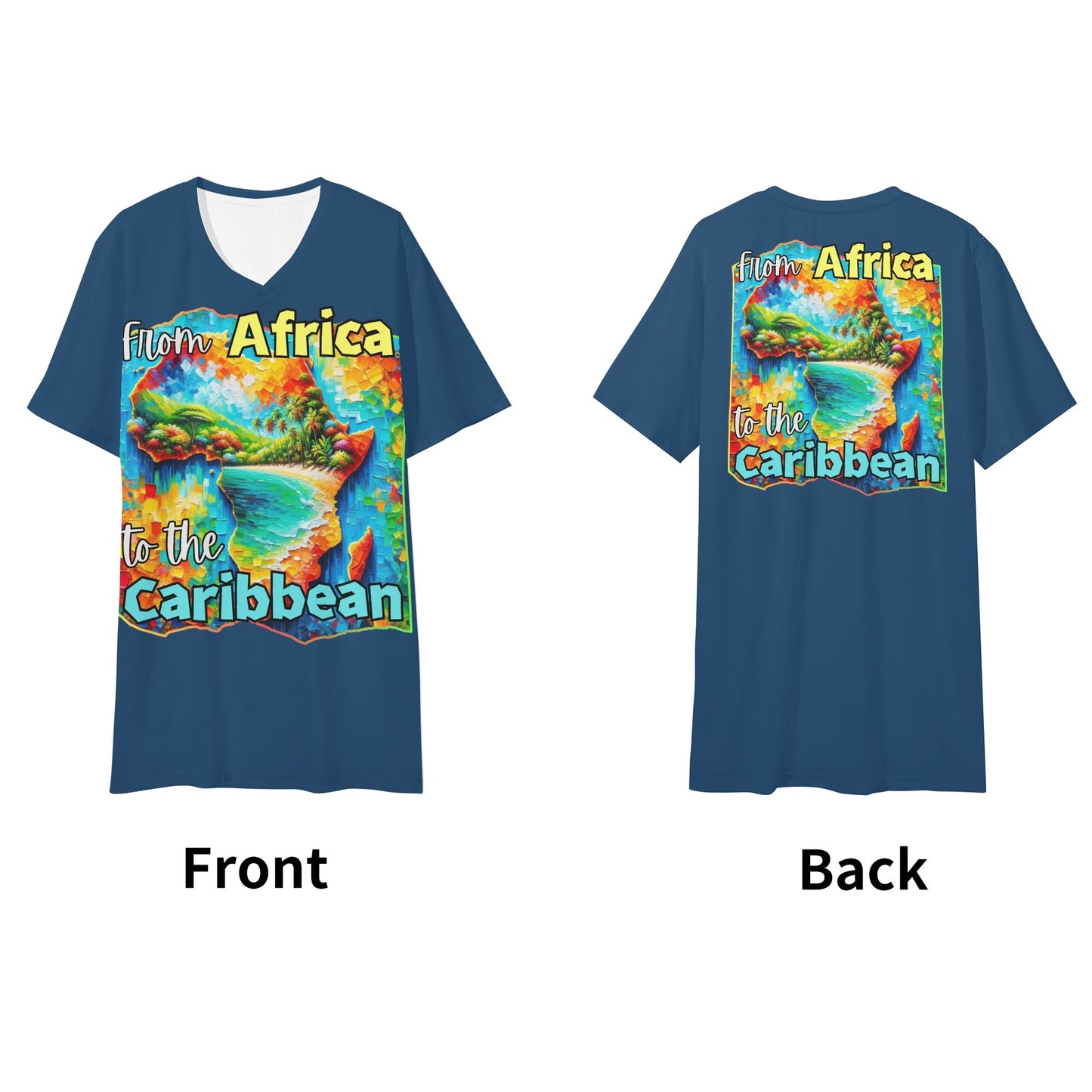 Mens Short Sleeve Soft Feel V-Neck "From Africa to the Caribbean"