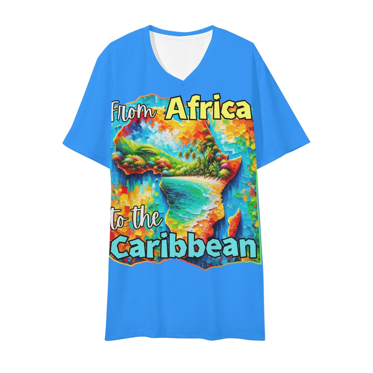 Mens Short Sleeve Soft Feel V-Neck "From Africa to the Caribbean"