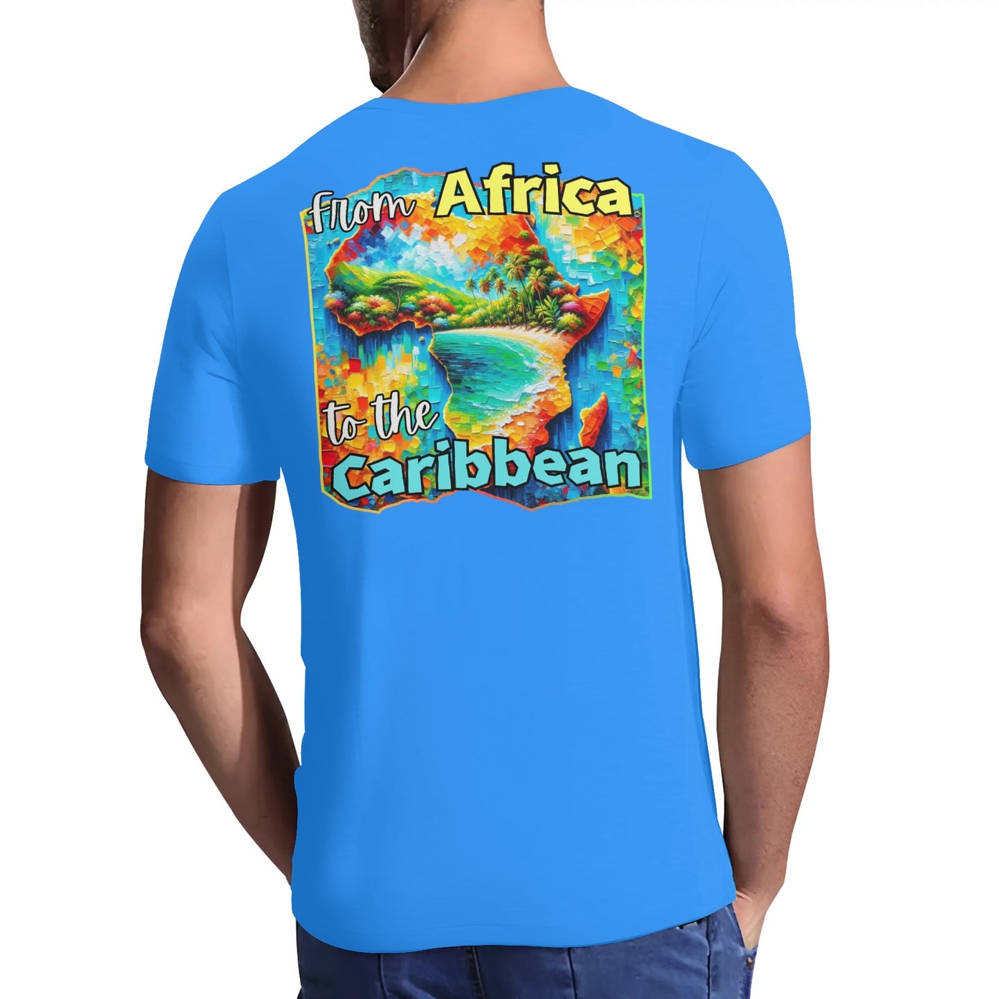 Mens Short Sleeve Soft Feel V-Neck "From Africa to the Caribbean"