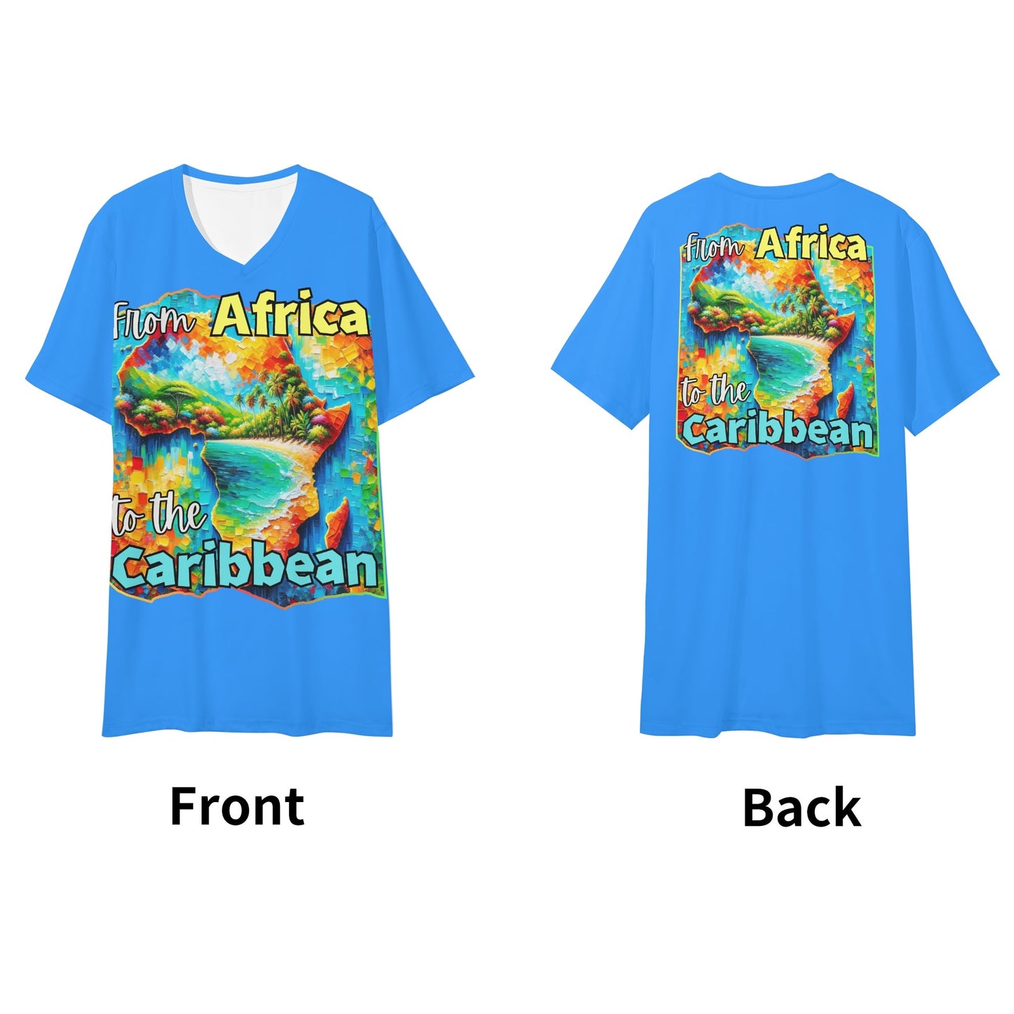 Mens Short Sleeve Soft Feel V-Neck "From Africa to the Caribbean"