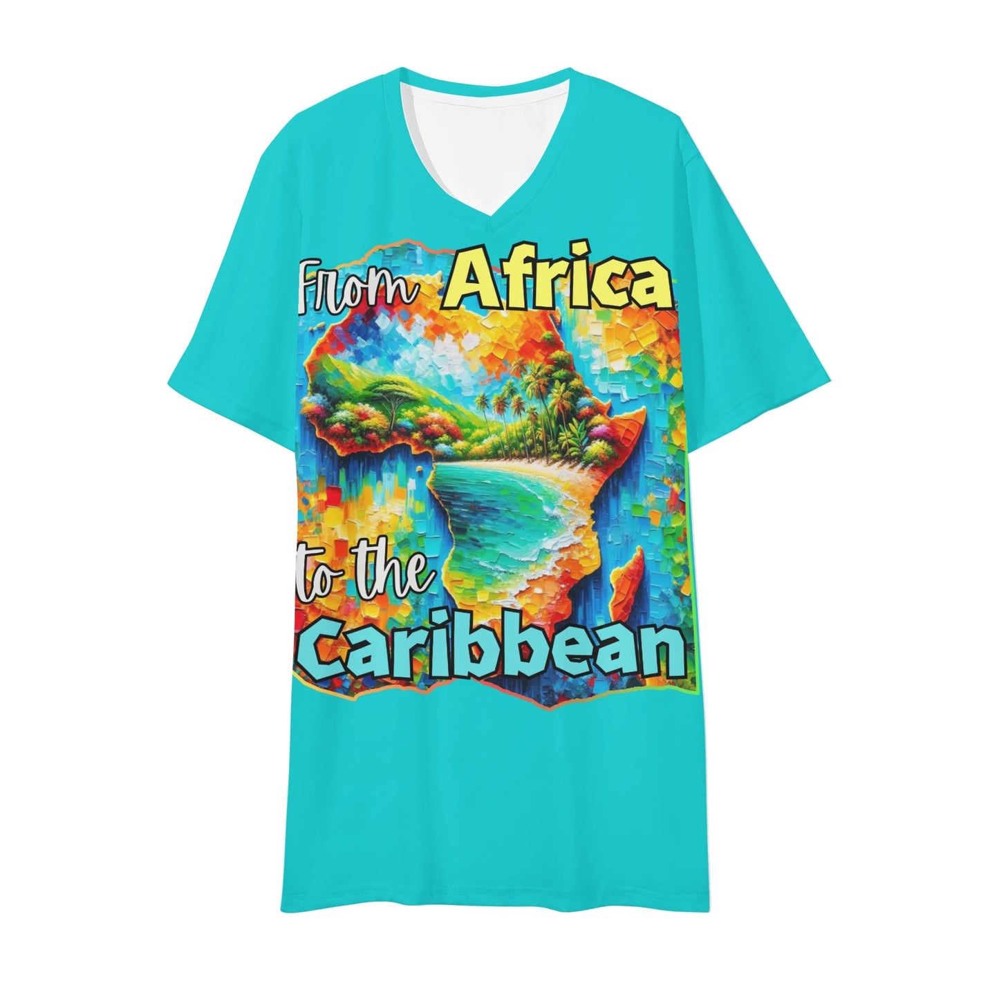 Mens Short Sleeve Soft Feel V-Neck "From Africa to the Caribbean"