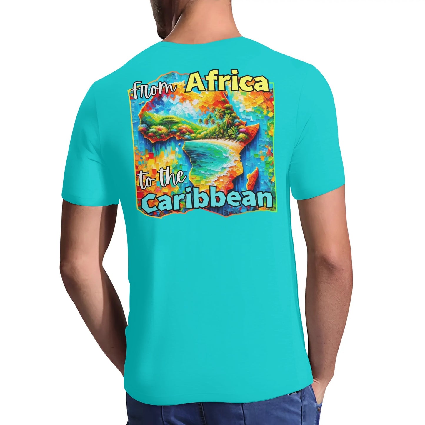 Mens Short Sleeve Soft Feel V-Neck "From Africa to the Caribbean"