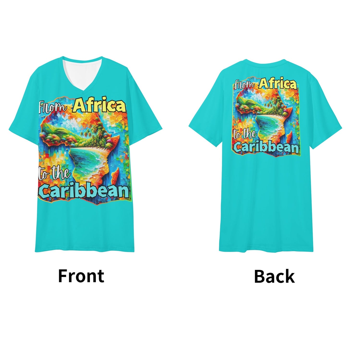 Mens Short Sleeve Soft Feel V-Neck "From Africa to the Caribbean"