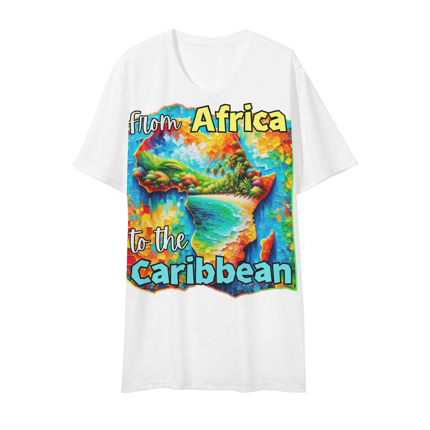 Mens Short Sleeve Soft Feel V-Neck "From Africa to the Caribbean"