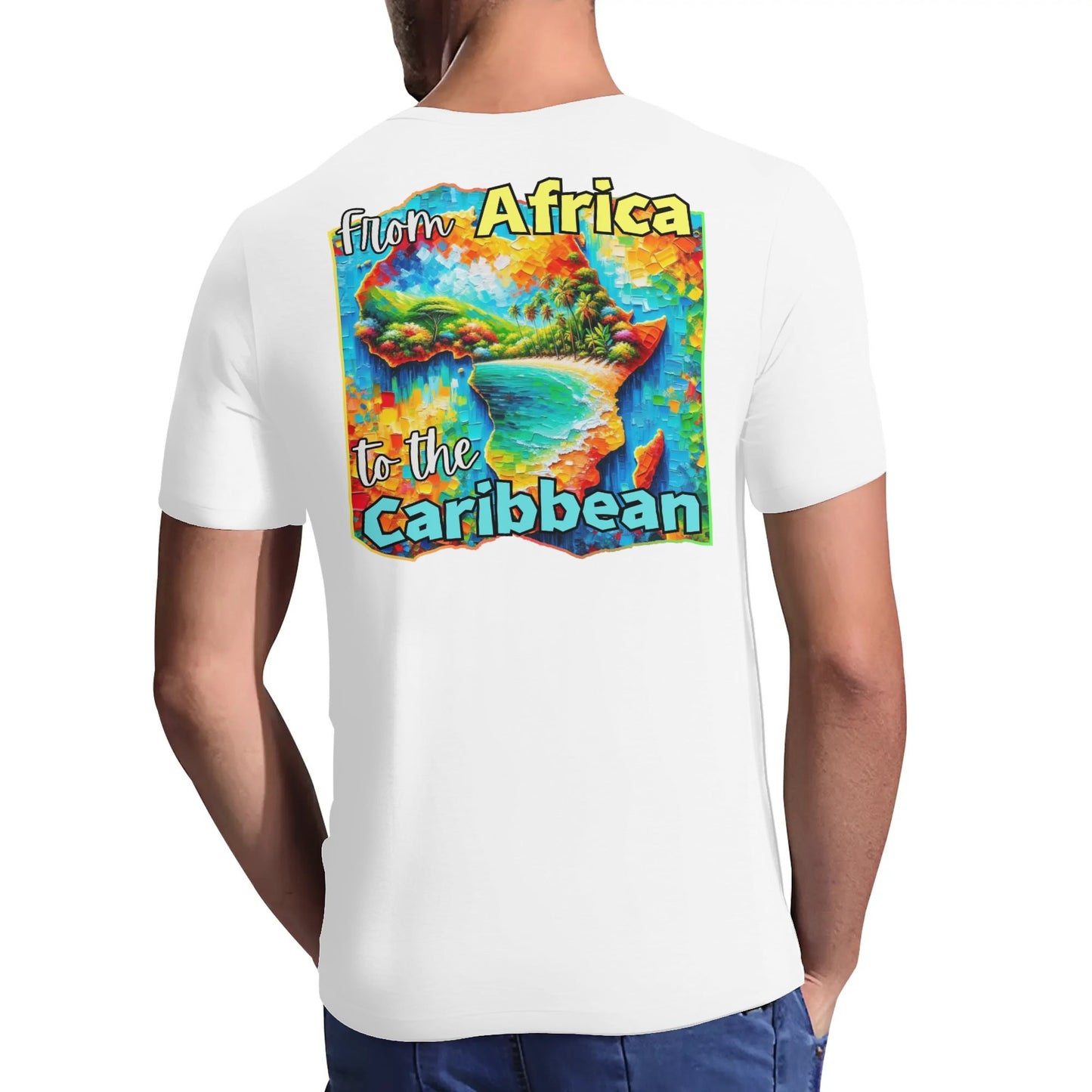 Mens Short Sleeve Soft Feel V-Neck "From Africa to the Caribbean"