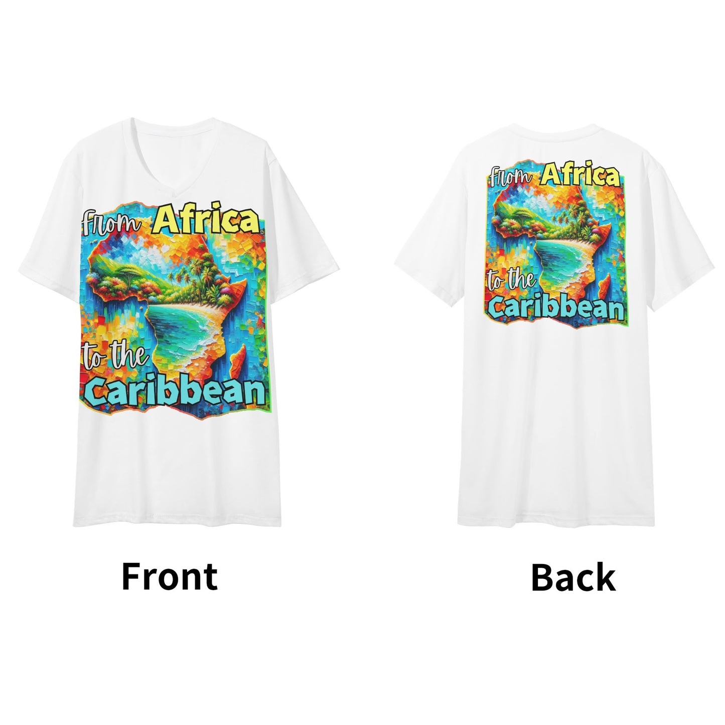 Mens Short Sleeve Soft Feel V-Neck "From Africa to the Caribbean"