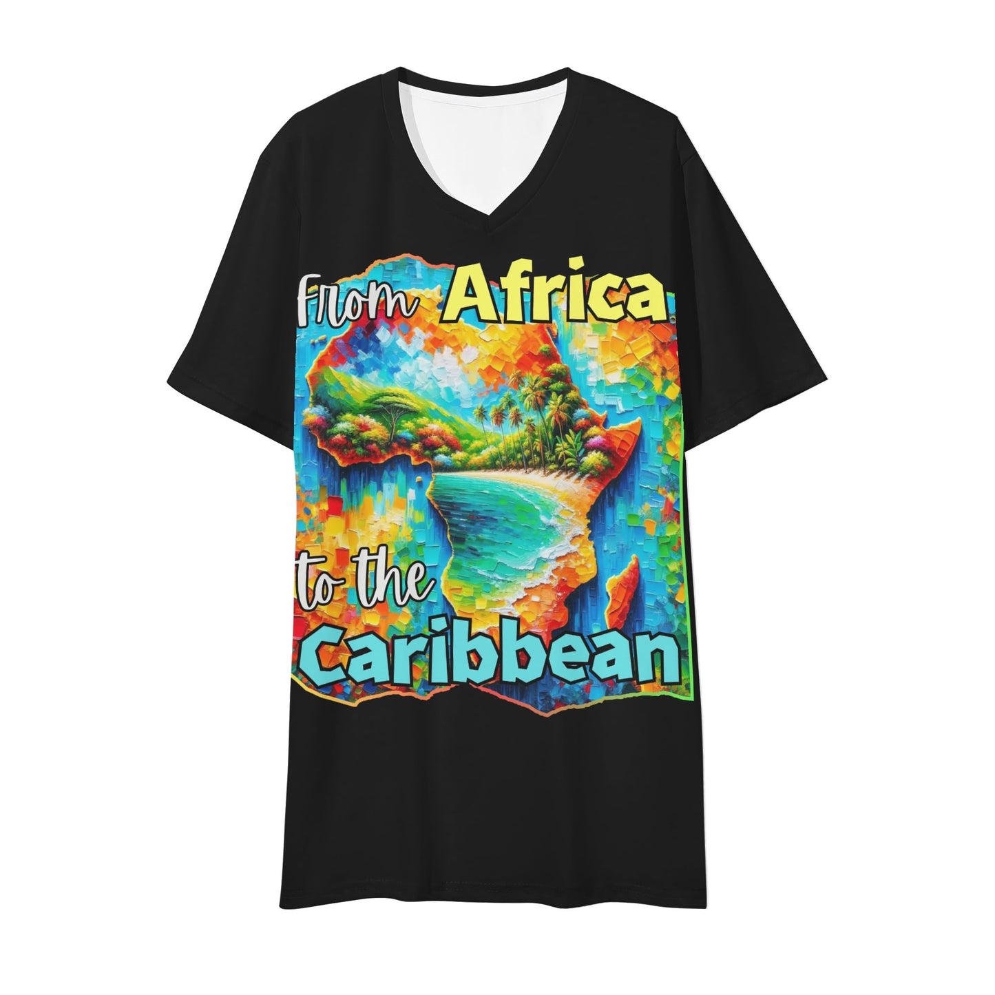 Mens Short Sleeve Soft Feel V-Neck "From Africa to the Caribbean"