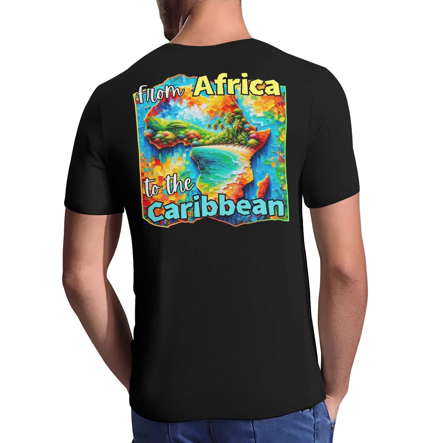 Mens Short Sleeve Soft Feel V-Neck "From Africa to the Caribbean"