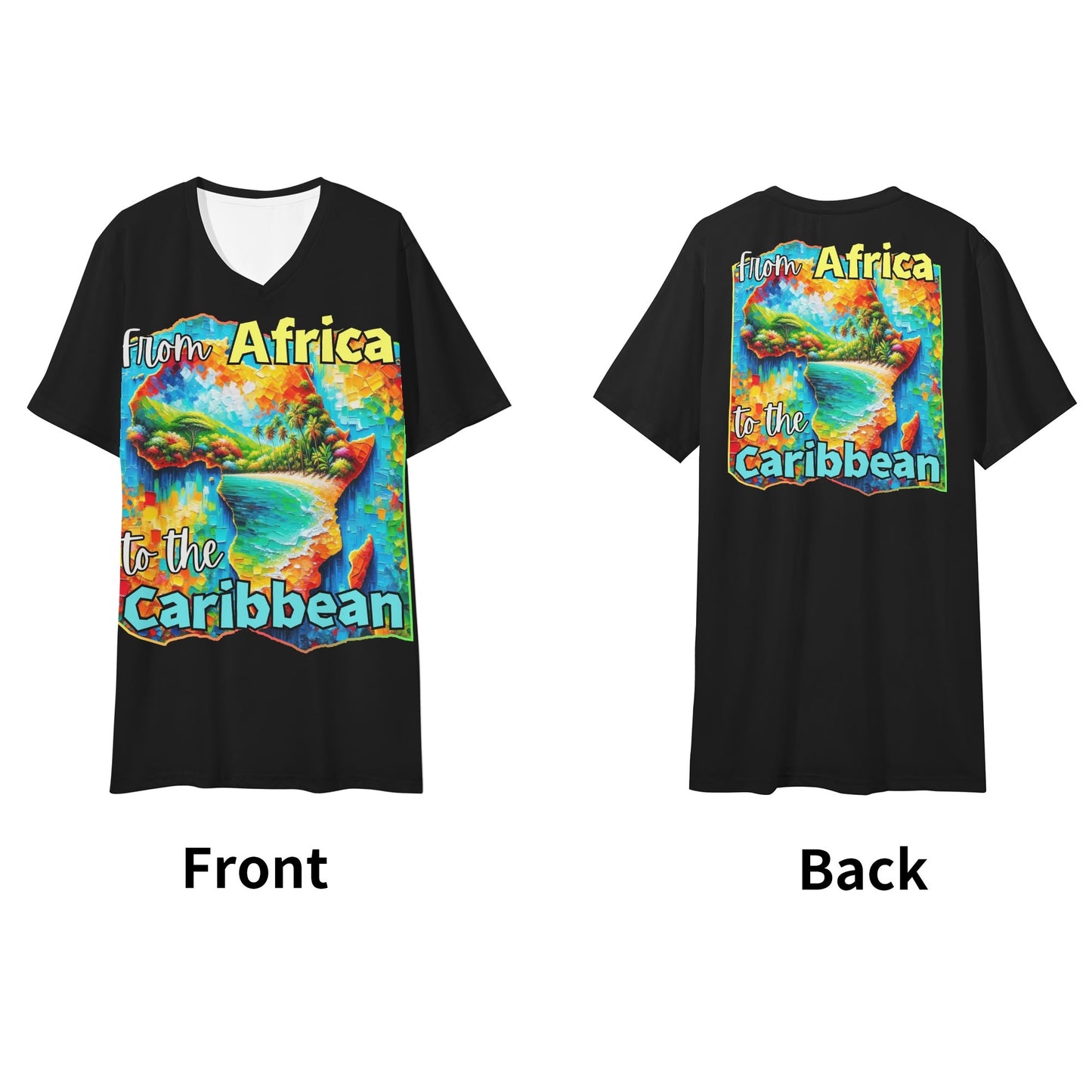 Mens Short Sleeve Soft Feel V-Neck "From Africa to the Caribbean"