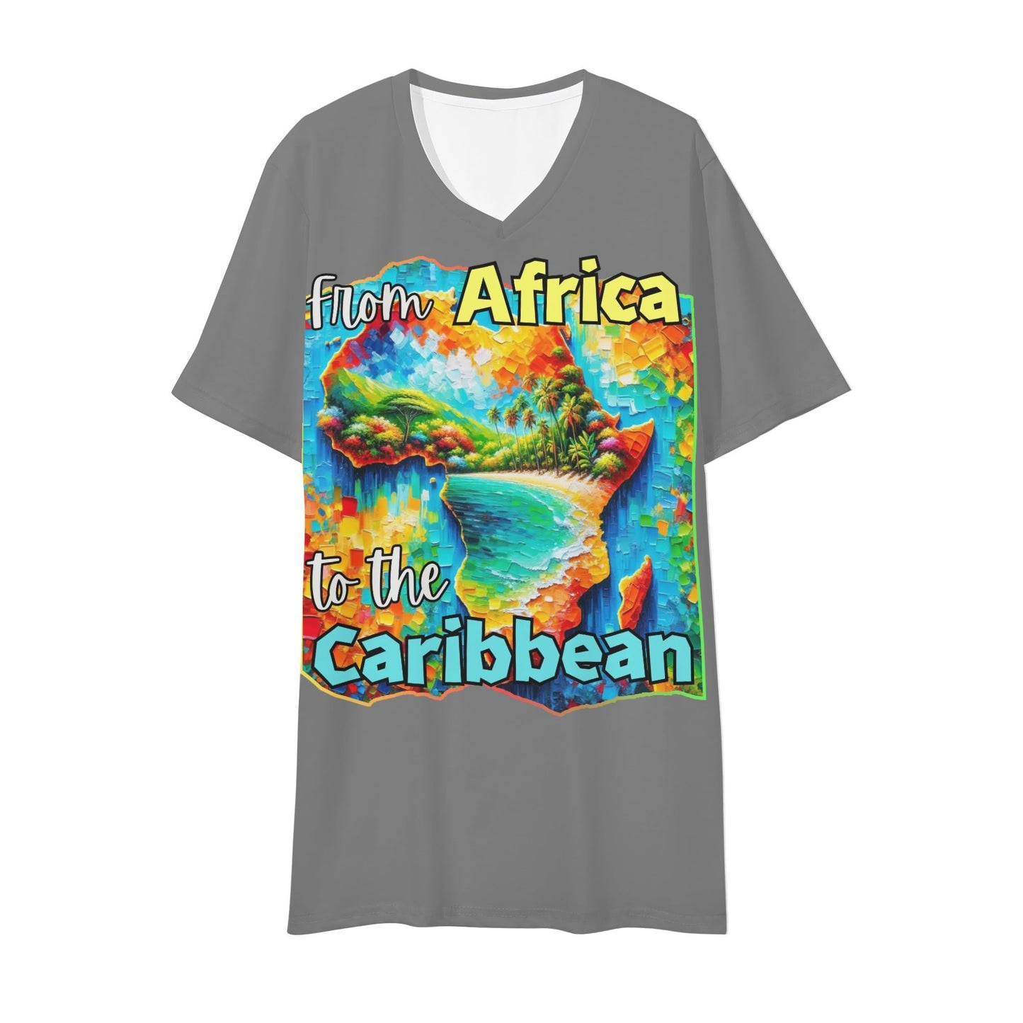 Mens Short Sleeve Soft Feel V-Neck "From Africa to the Caribbean"