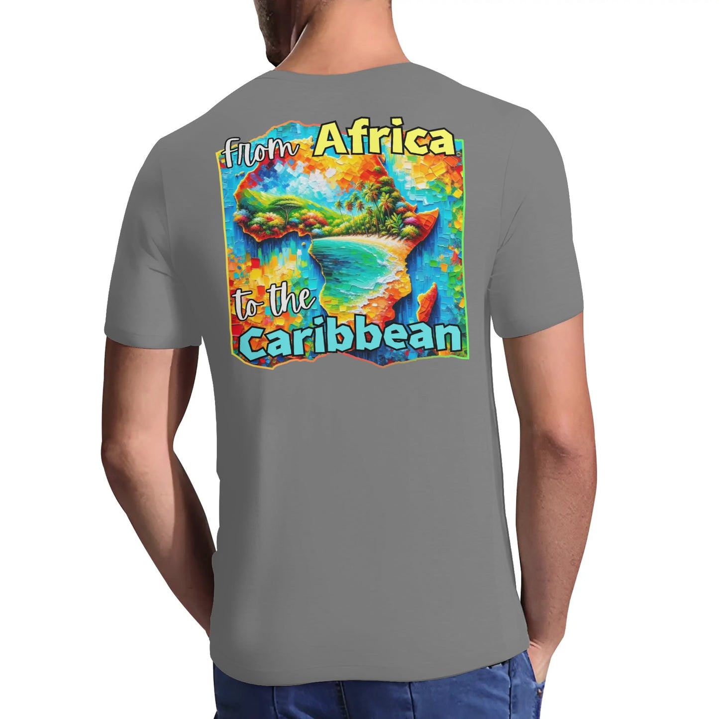 Mens Short Sleeve Soft Feel V-Neck "From Africa to the Caribbean"