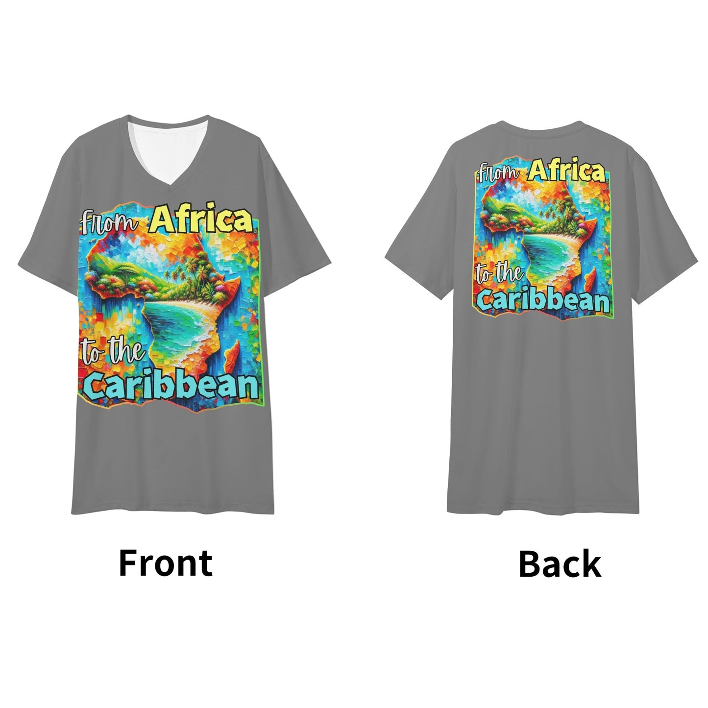 Mens Short Sleeve Soft Feel V-Neck "From Africa to the Caribbean"