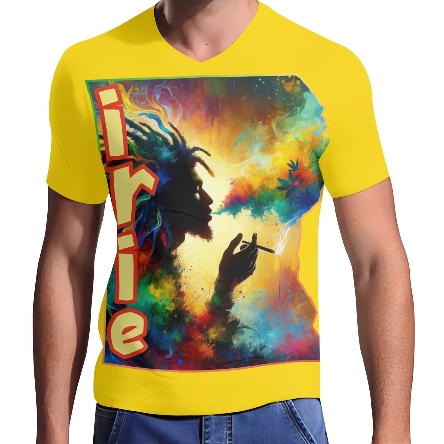 Mens Short Sleeve Soft Feel V-Neck T-Shirt "IRIE"