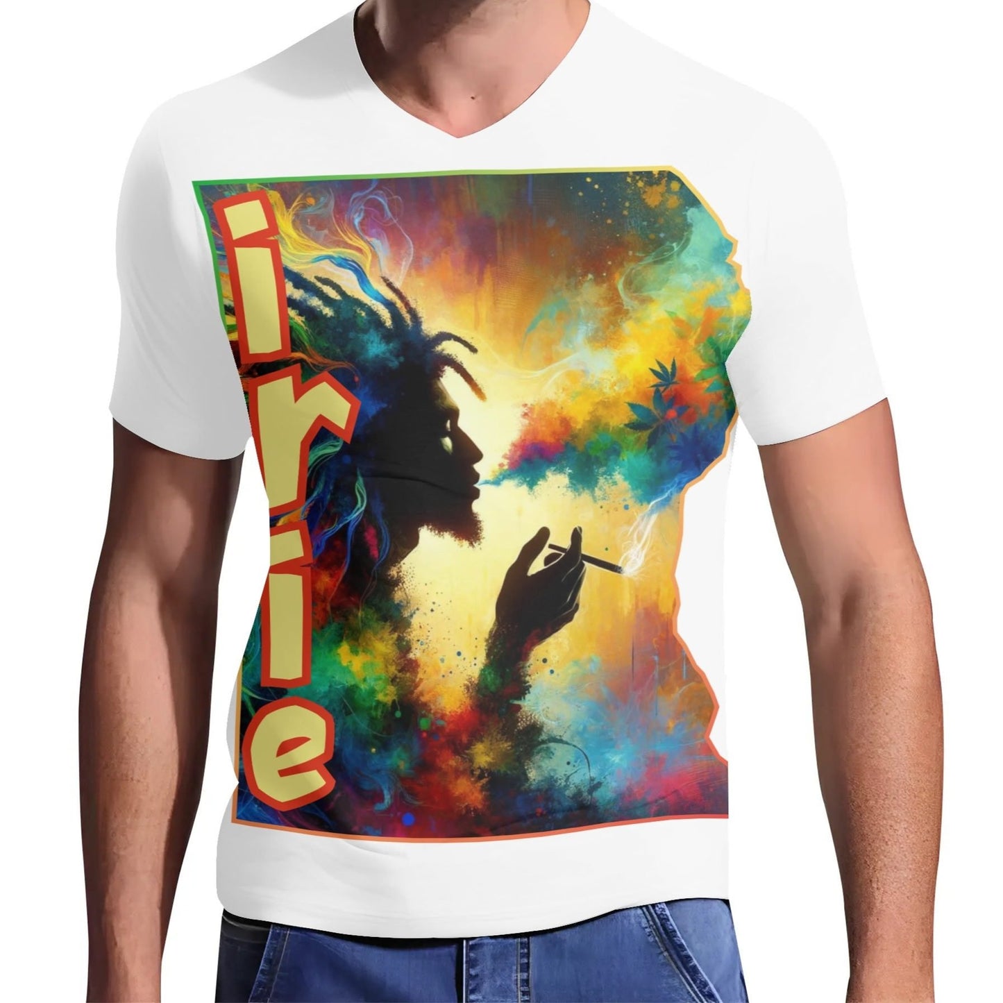 Mens Short Sleeve Soft Feel V-Neck T-Shirt "IRIE"