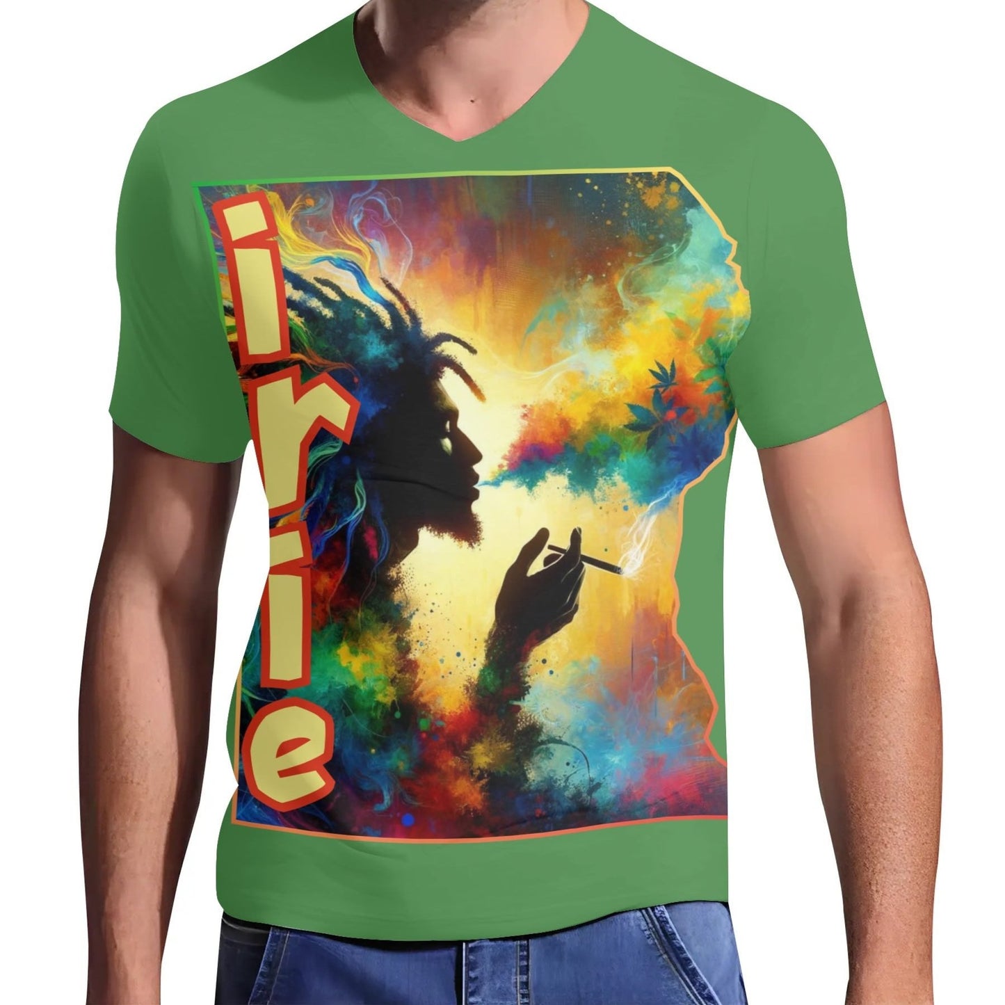 Mens Short Sleeve Soft Feel V-Neck T-Shirt "IRIE"