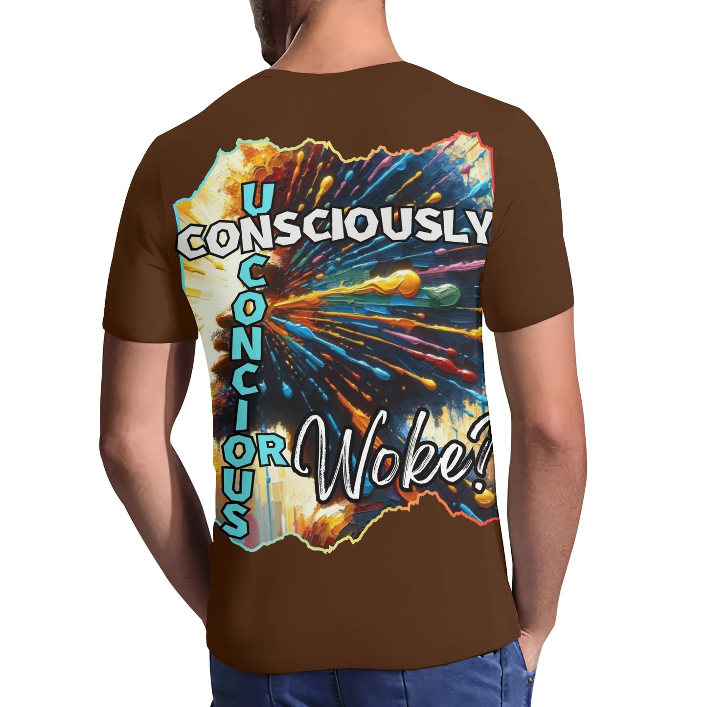 Mens Short Sleeve Soft Feel V-Neck T-Shirt "Consciously Unconscious..."