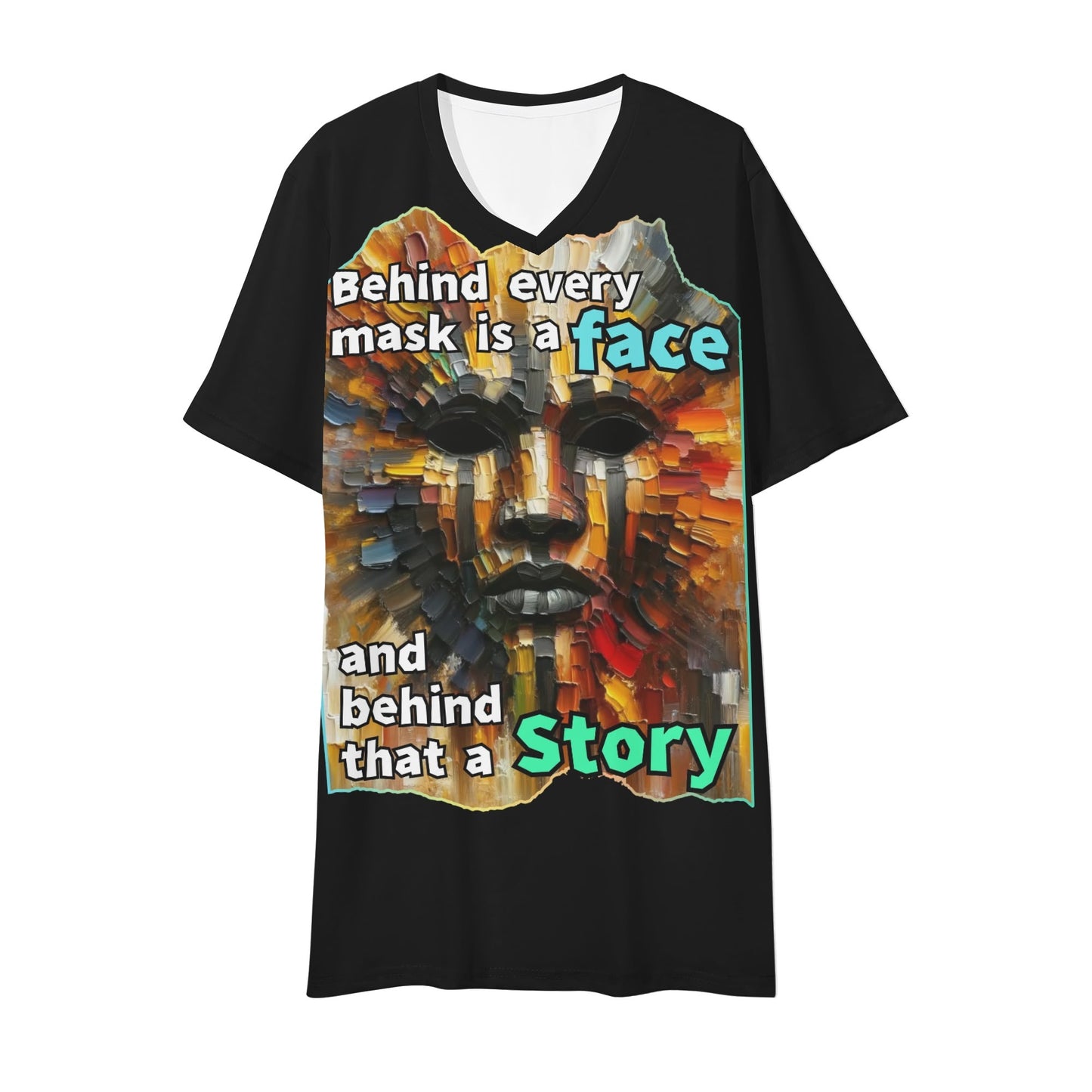 Mens Short Sleeve Soft Feel V-Neck T-Shirt Behind Every Mask...