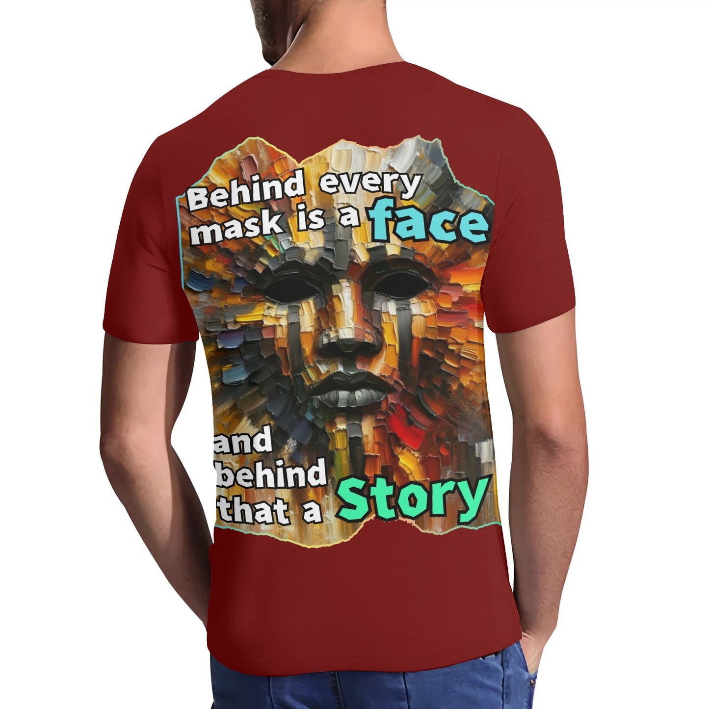 Mens Short Sleeve Soft Feel V-Neck T-Shirt Behind Every Mask...