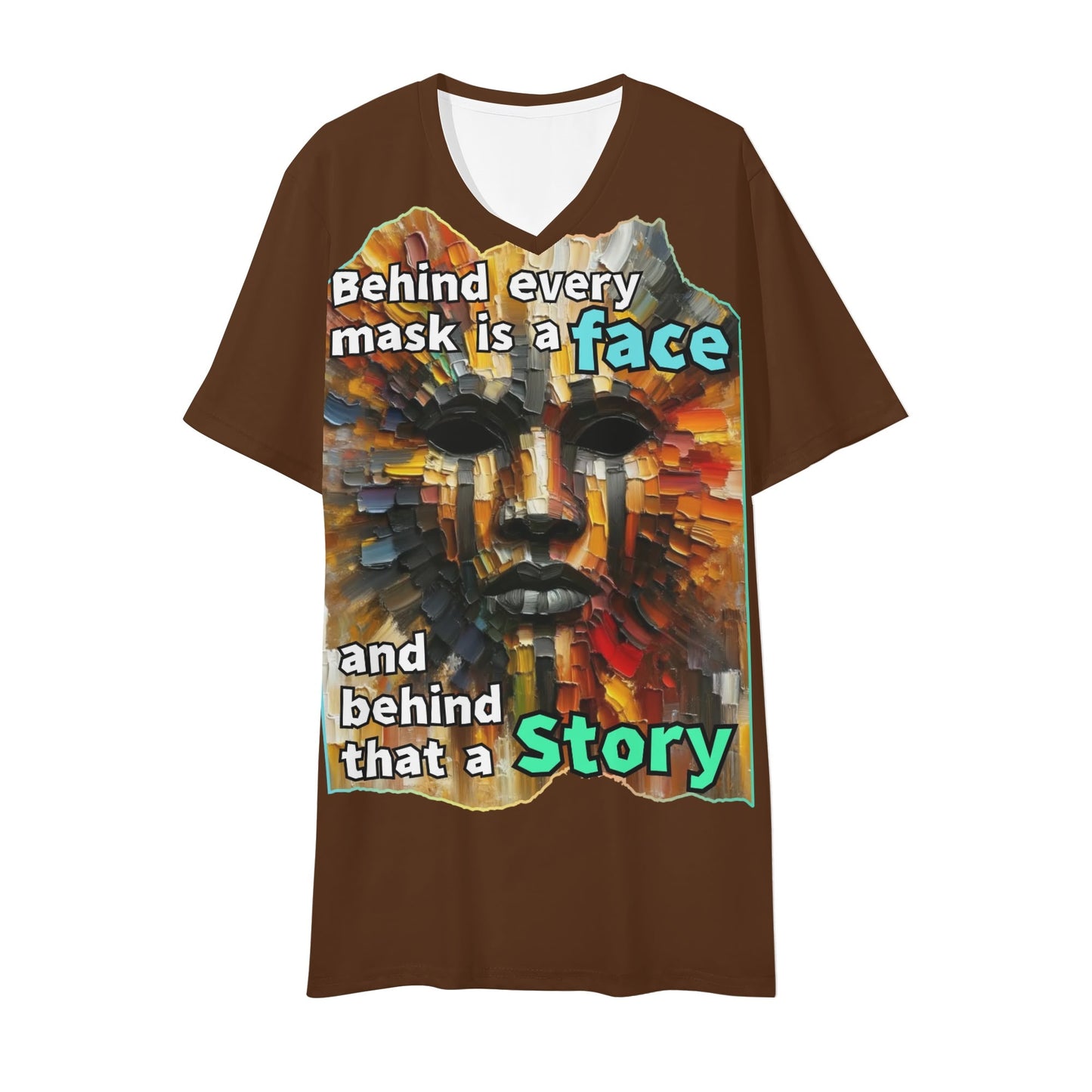 Mens Short Sleeve Soft Feel V-Neck T-Shirt Behind Every Mask...