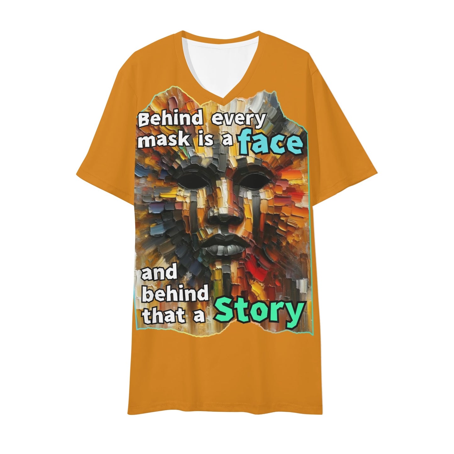 Mens Short Sleeve Soft Feel V-Neck T-Shirt Behind Every Mask...