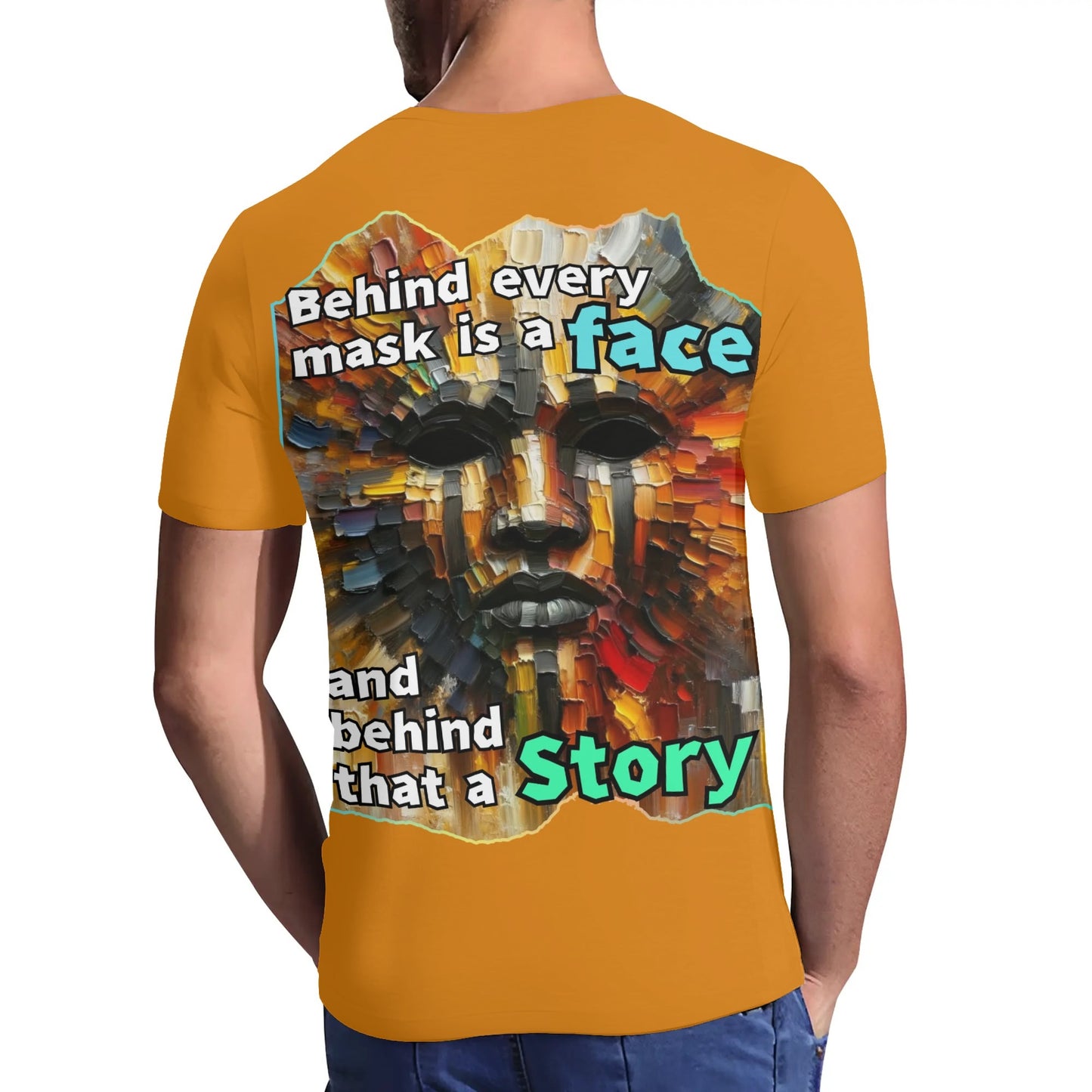 Mens Short Sleeve Soft Feel V-Neck T-Shirt Behind Every Mask...