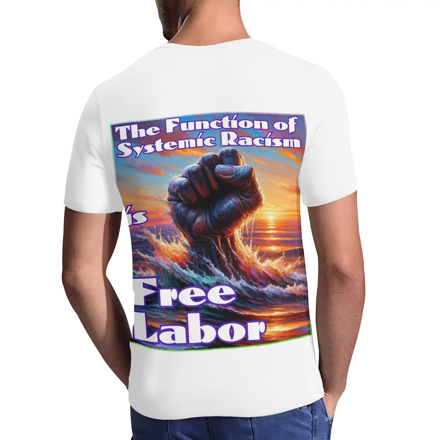 Mens Short Sleeve Soft Feel V-Neck T-Shirt "Systemic Racism..."