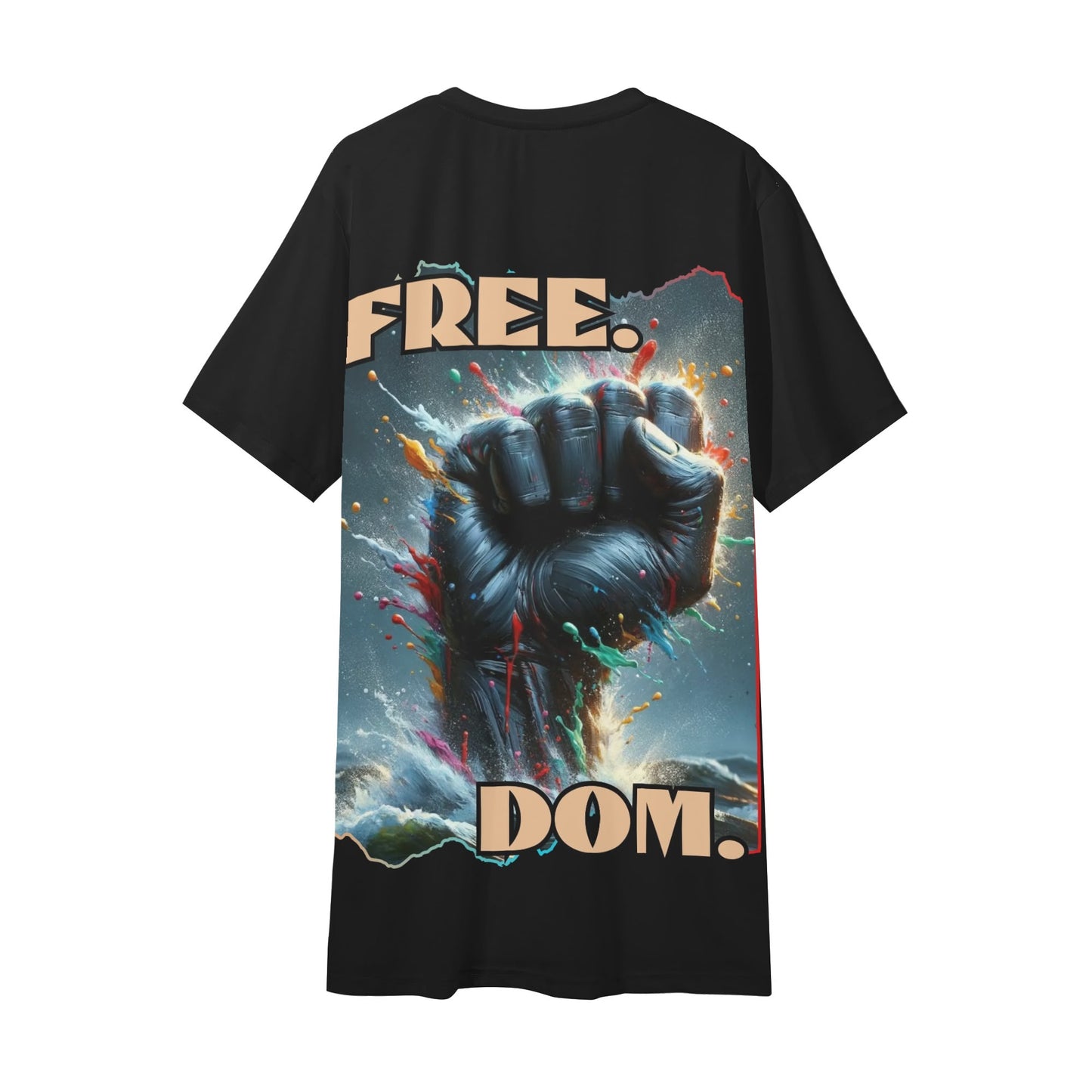 Mens Short Sleeve Soft Feel V-Neck T-Shirt "FREE.DOM."