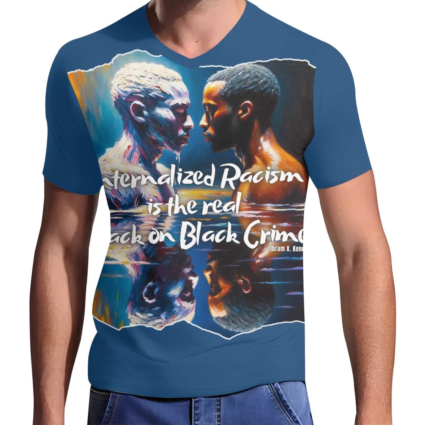 Mens Short Sleeve Soft Feel V-Neck T-Shirt "Internalized Racism..."