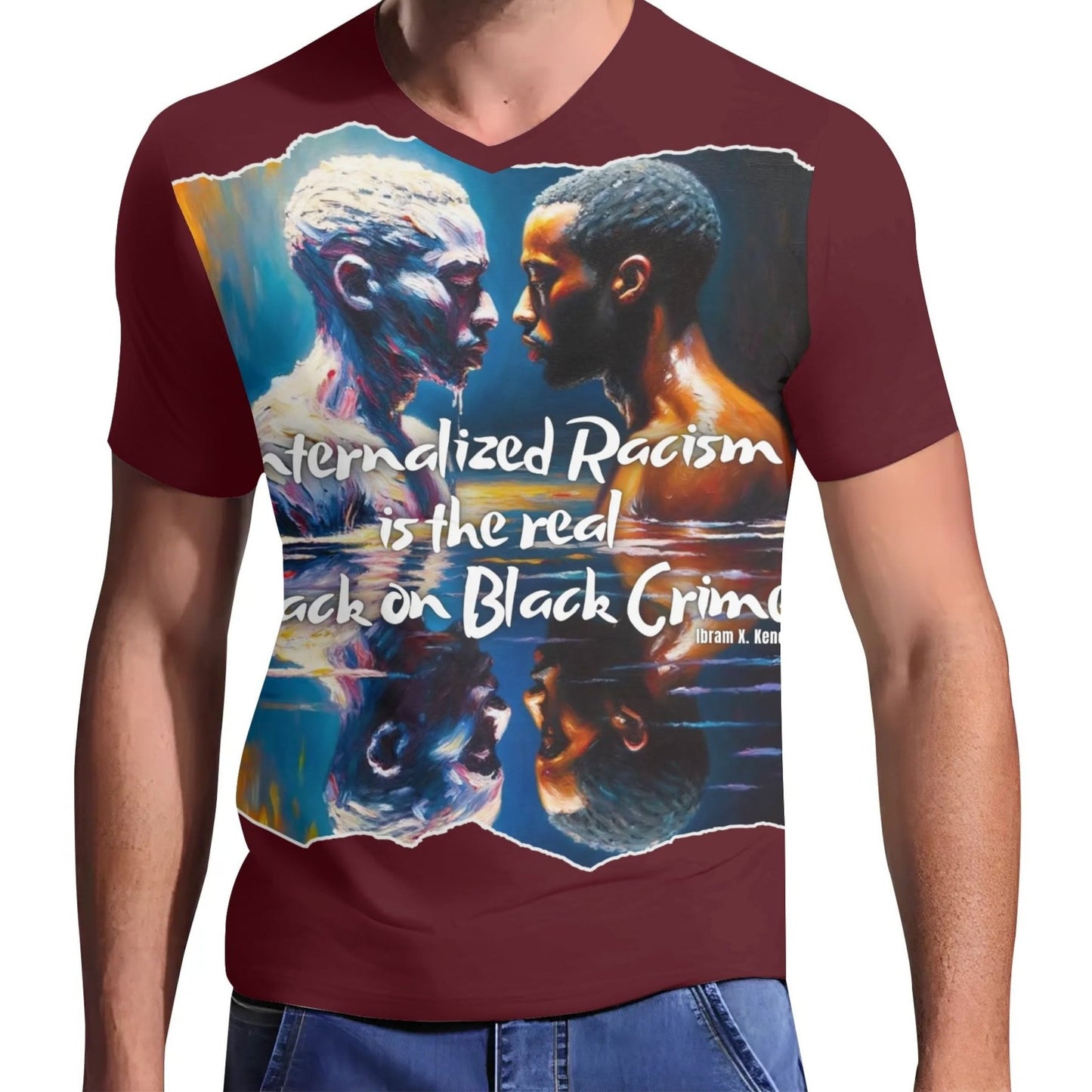 Mens Short Sleeve Soft Feel V-Neck T-Shirt "Internalized Racism..."