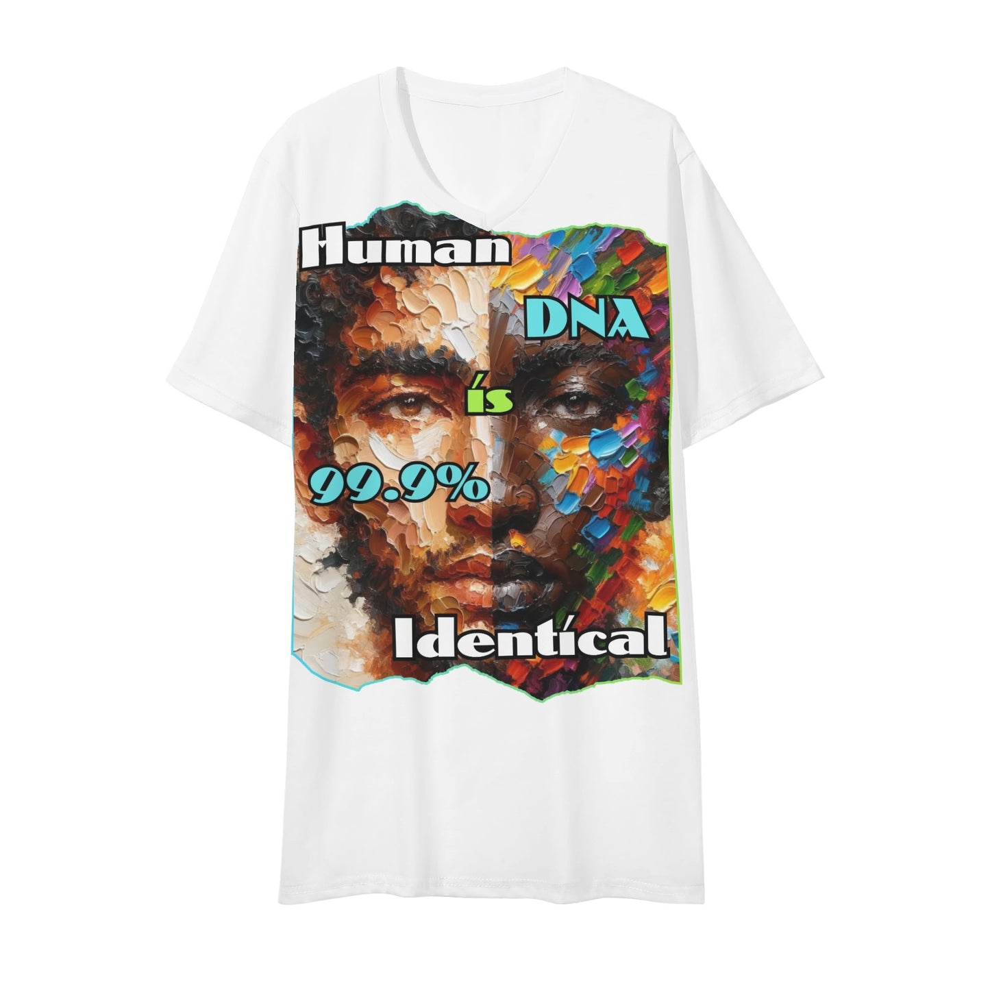 Mens Short Sleeve Soft Feel V-Neck T-Shirt "Human DNA..."