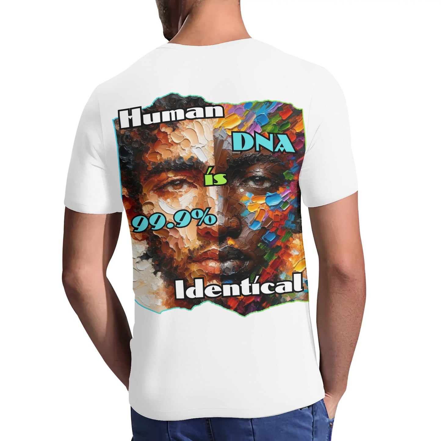 Mens Short Sleeve Soft Feel V-Neck T-Shirt "Human DNA..."