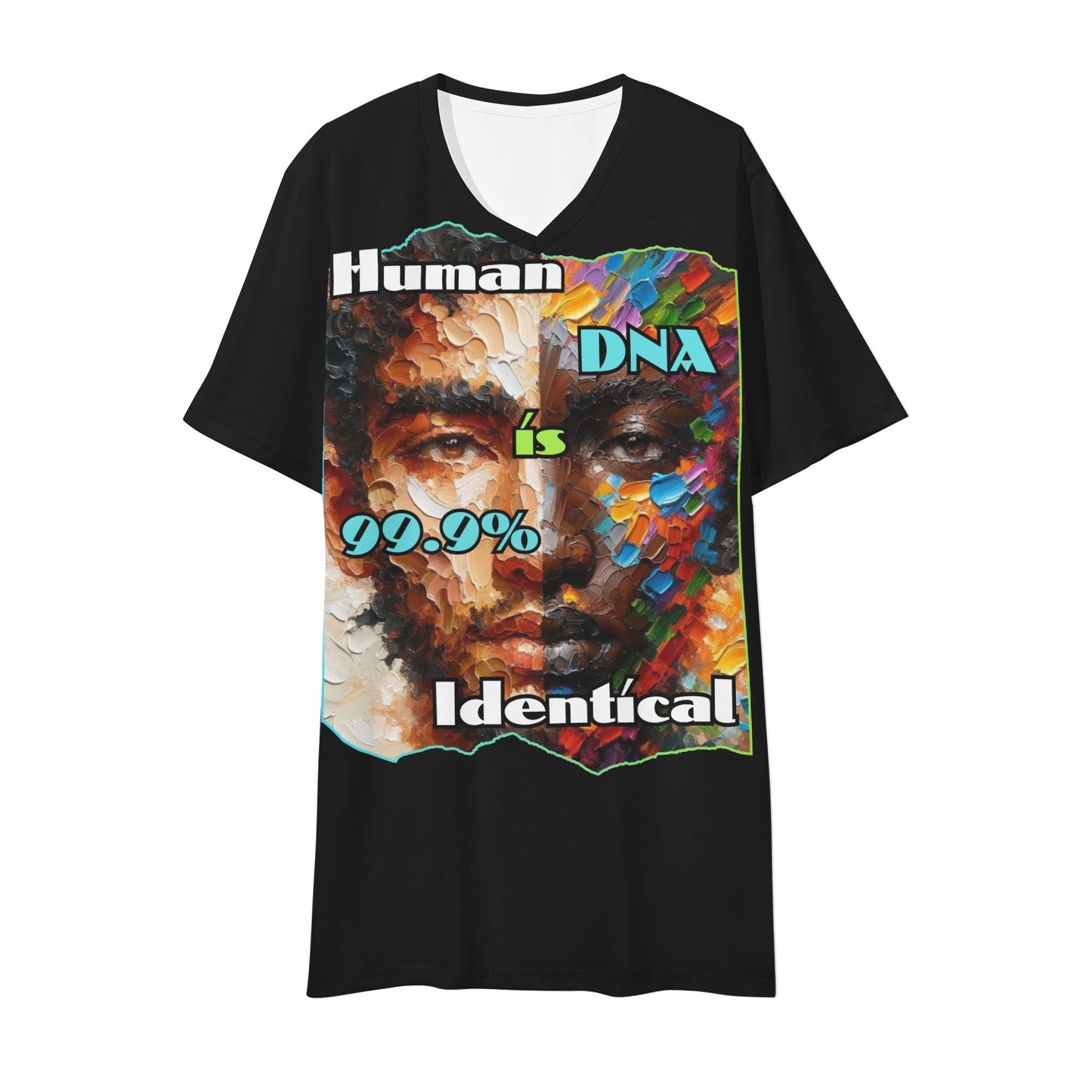 Mens Short Sleeve Soft Feel V-Neck T-Shirt "Human DNA..."