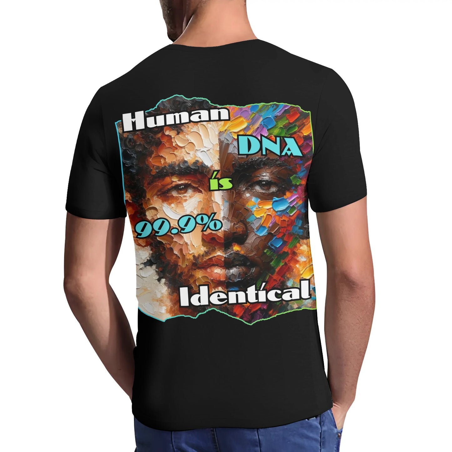 Mens Short Sleeve Soft Feel V-Neck T-Shirt "Human DNA..."