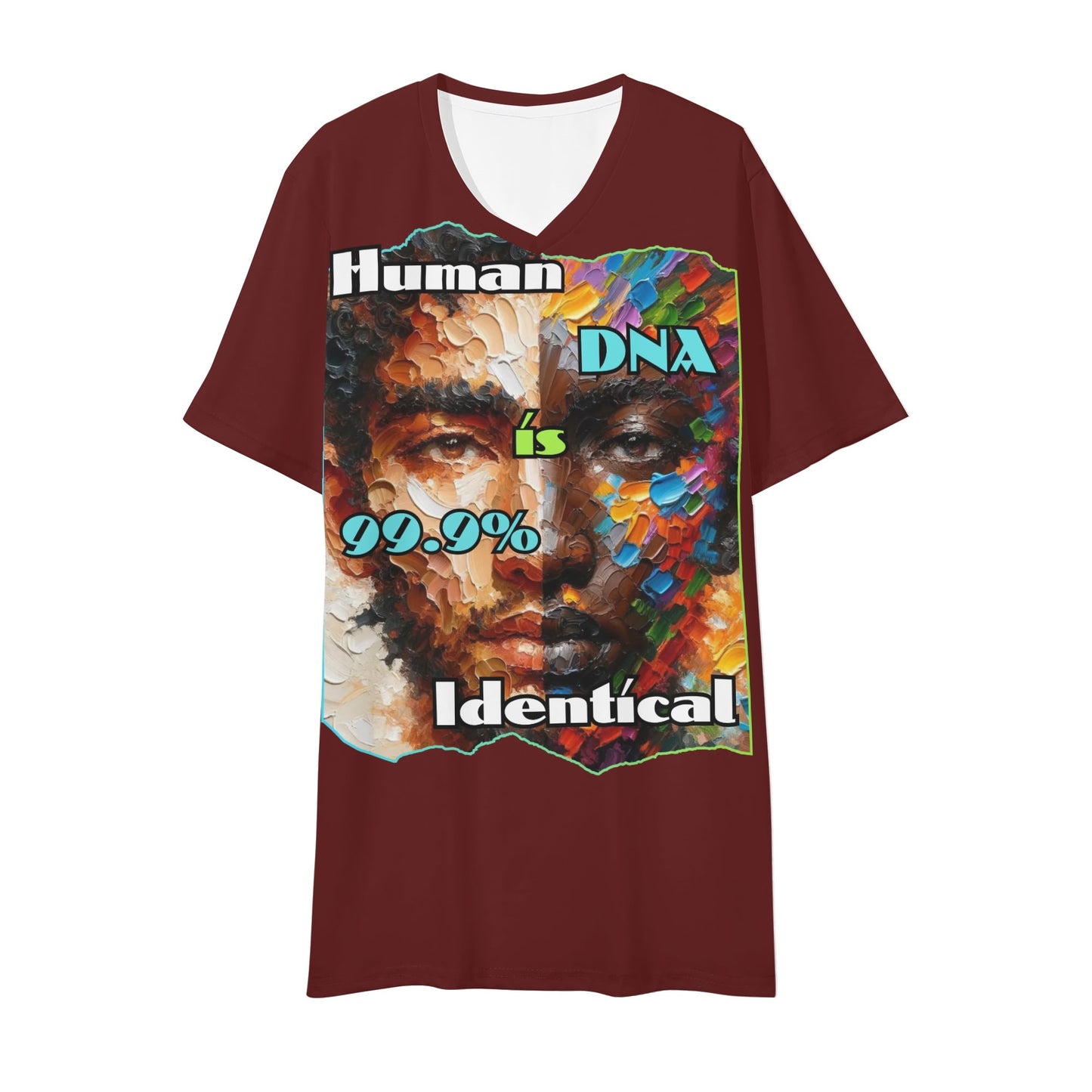 Mens Short Sleeve Soft Feel V-Neck T-Shirt "Human DNA..."