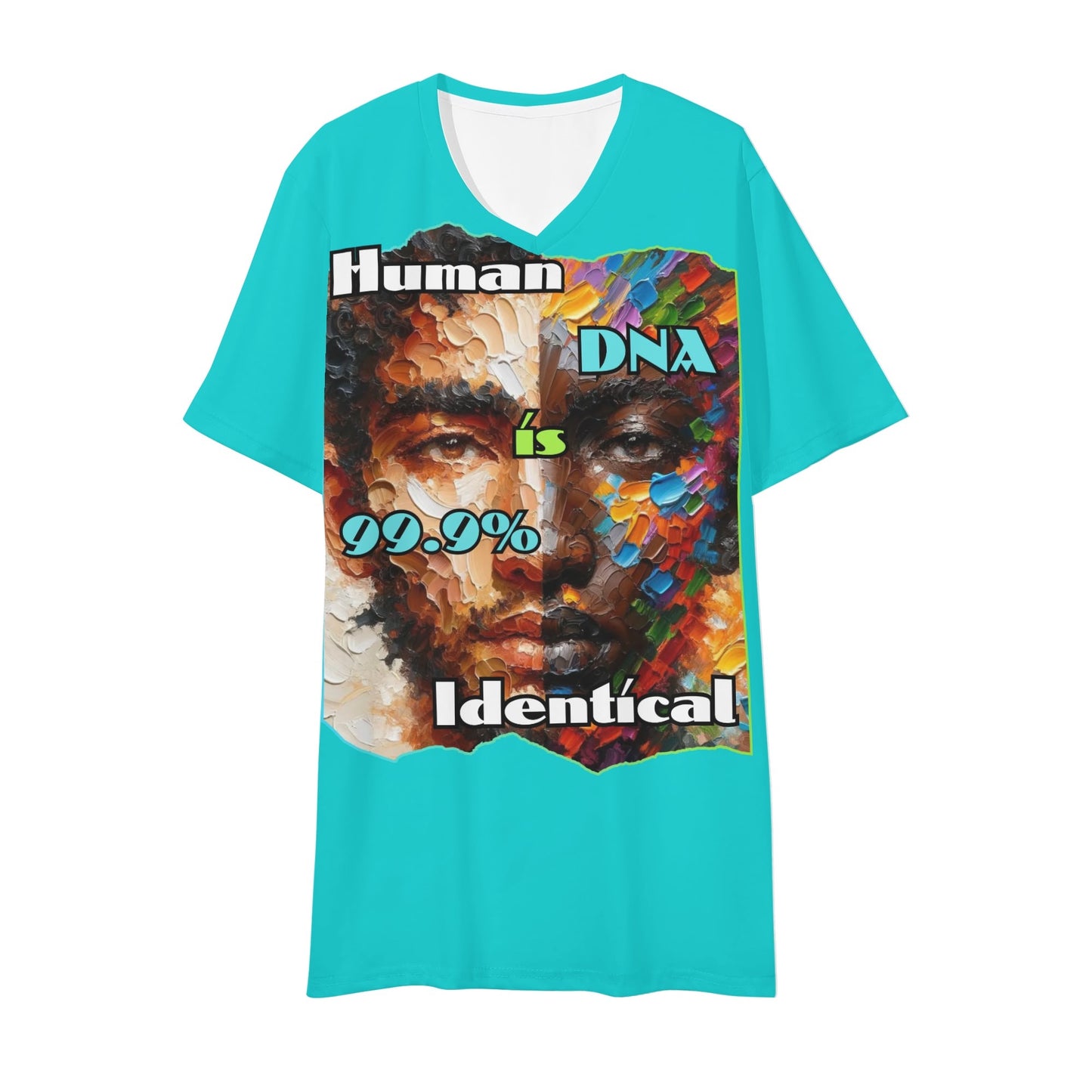 Mens Short Sleeve Soft Feel V-Neck T-Shirt "Human DNA..."