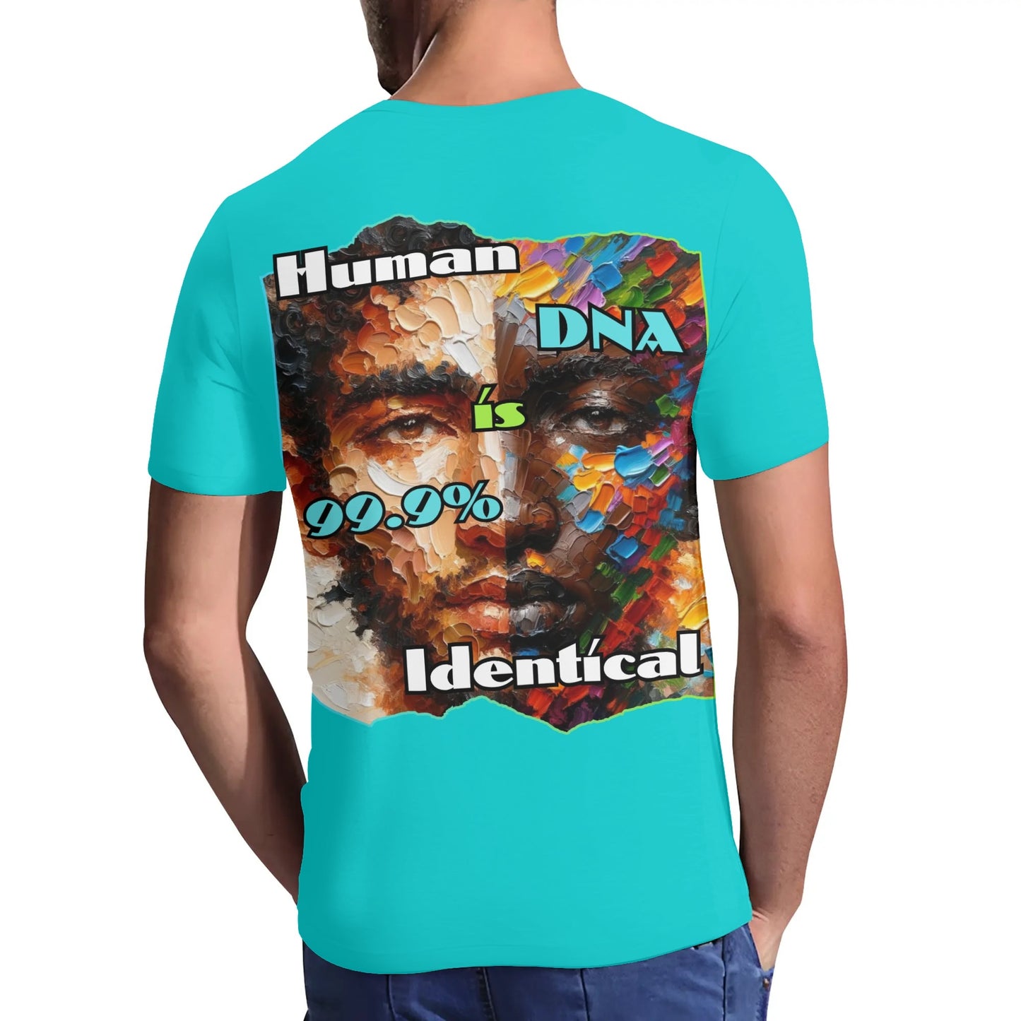 Mens Short Sleeve Soft Feel V-Neck T-Shirt "Human DNA..."