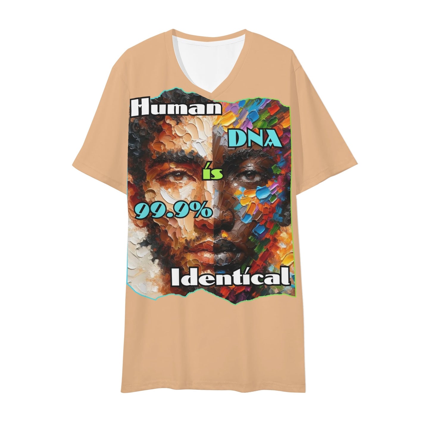 Mens Short Sleeve Soft Feel V-Neck T-Shirt "Human DNA..."