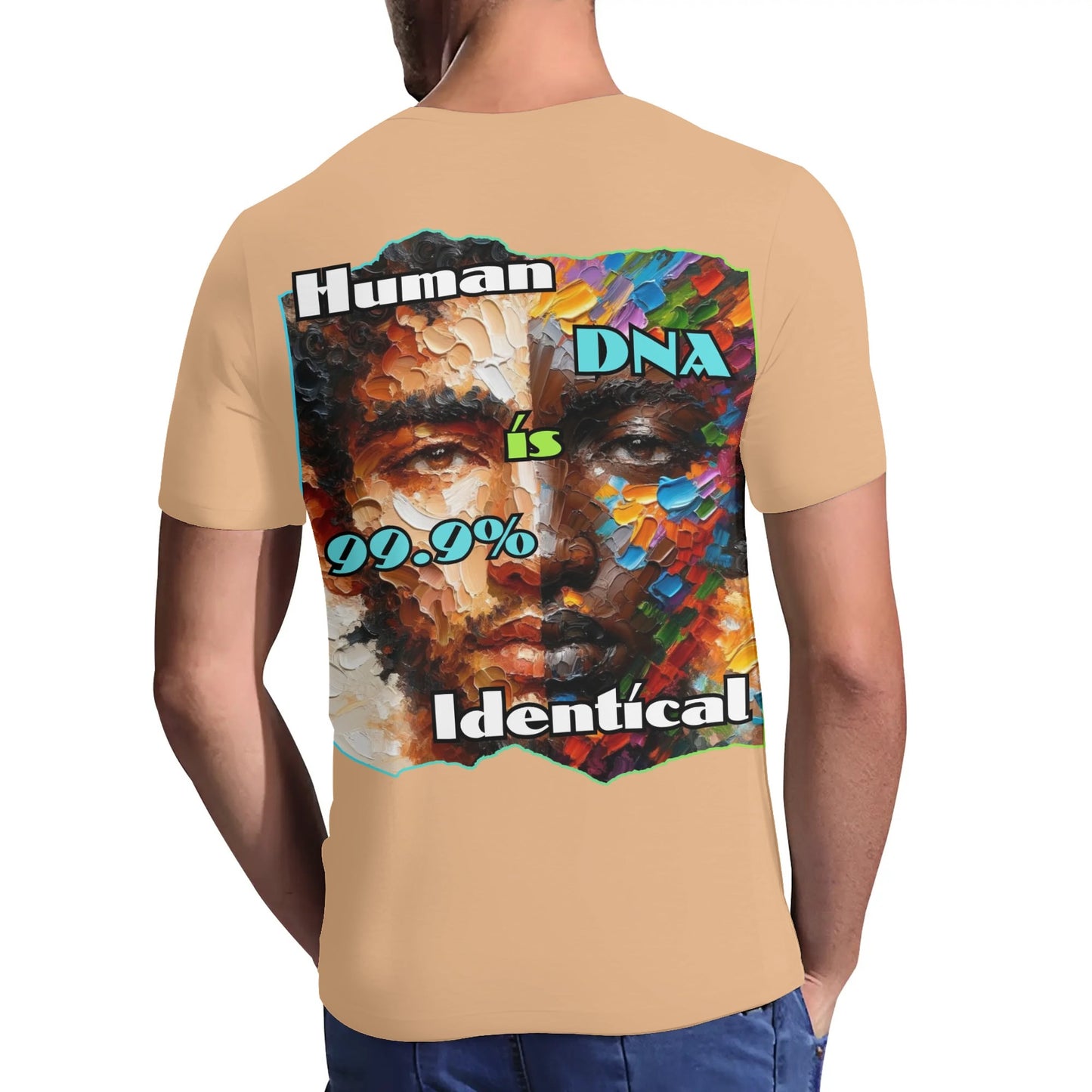 Mens Short Sleeve Soft Feel V-Neck T-Shirt "Human DNA..."