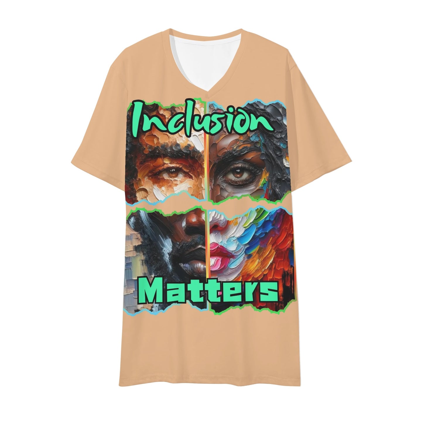 Mens Short Sleeve Soft Feel V-Neck T-Shirt "Inclusion Matters"