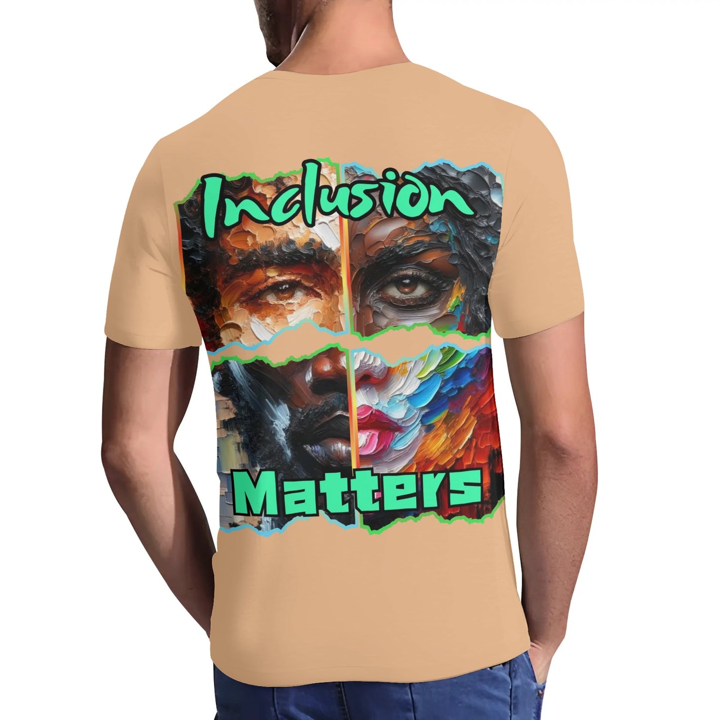 Mens Short Sleeve Soft Feel V-Neck T-Shirt "Inclusion Matters"