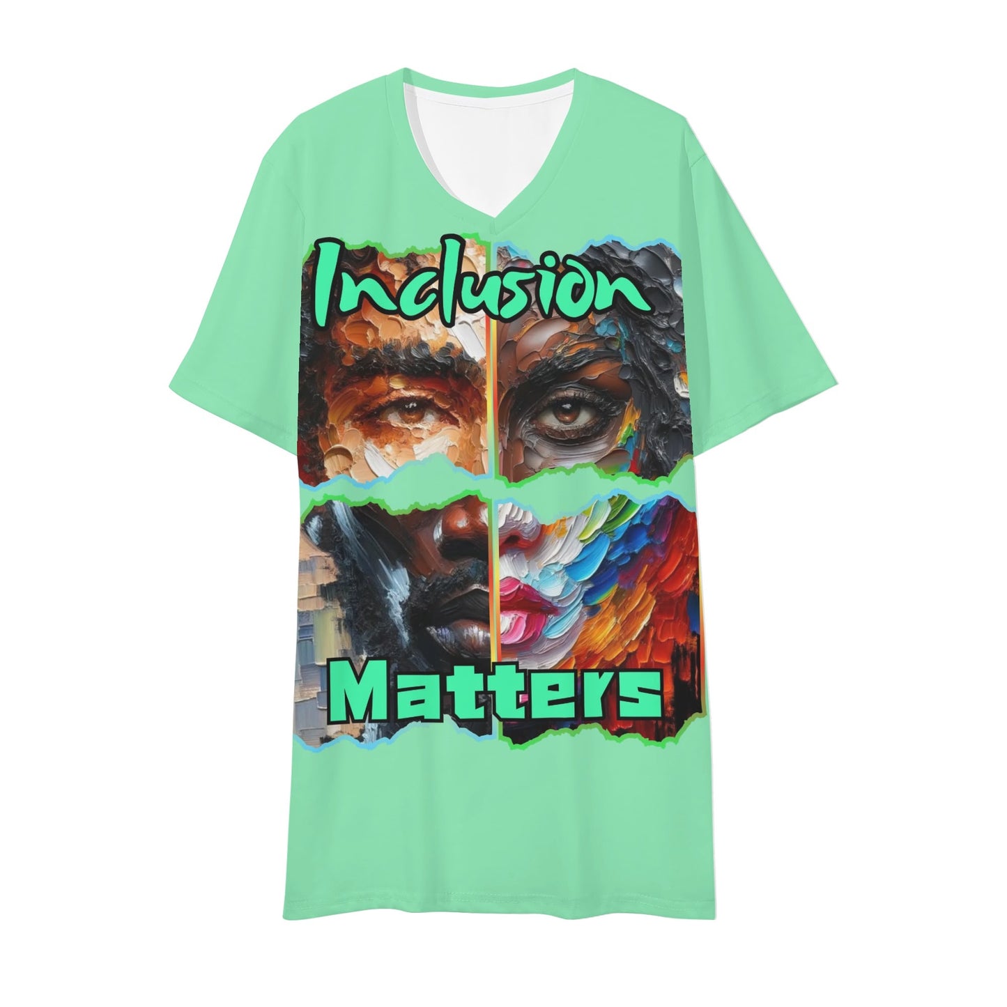 Mens Short Sleeve Soft Feel V-Neck T-Shirt "Inclusion Matters"