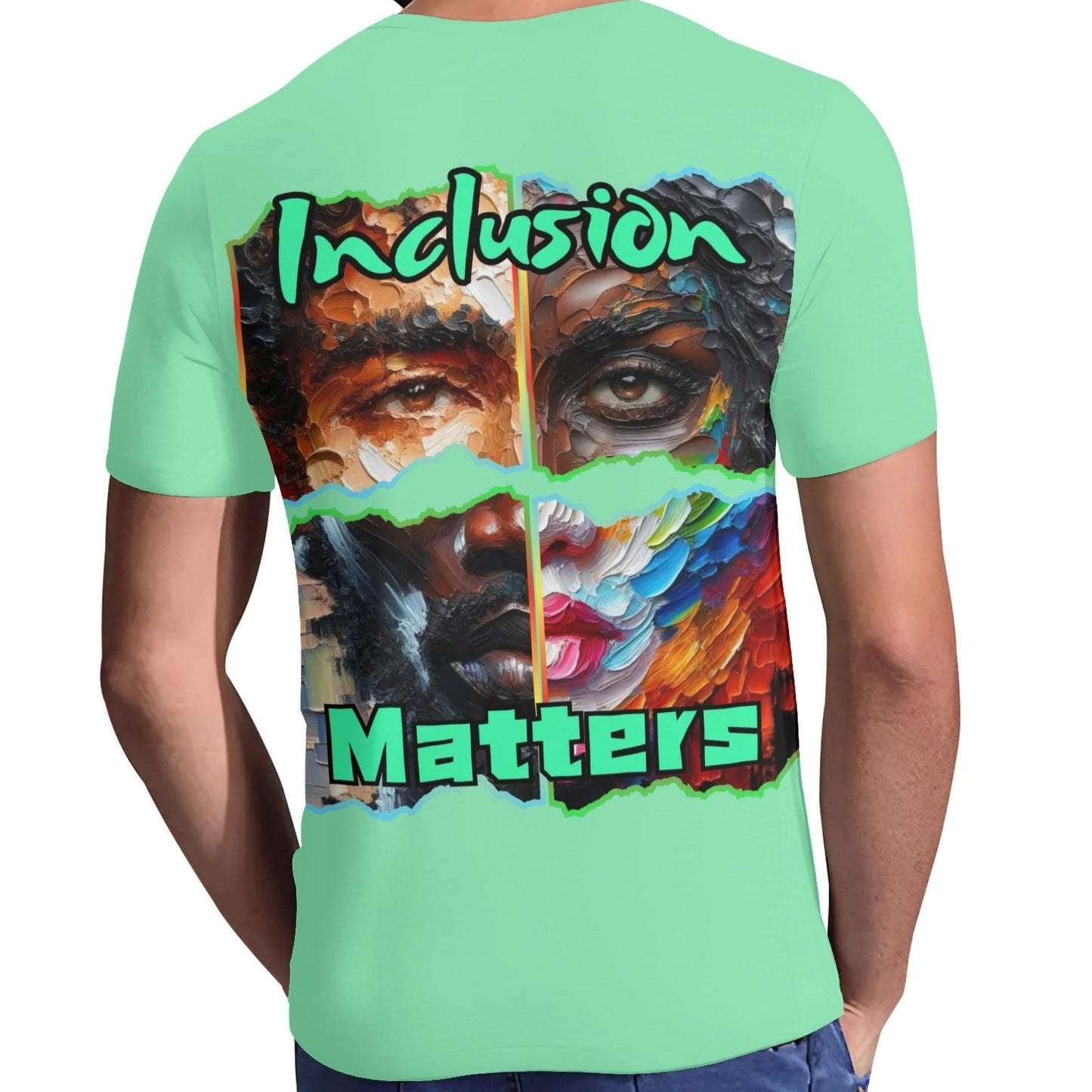 Mens Short Sleeve Soft Feel V-Neck T-Shirt "Inclusion Matters"